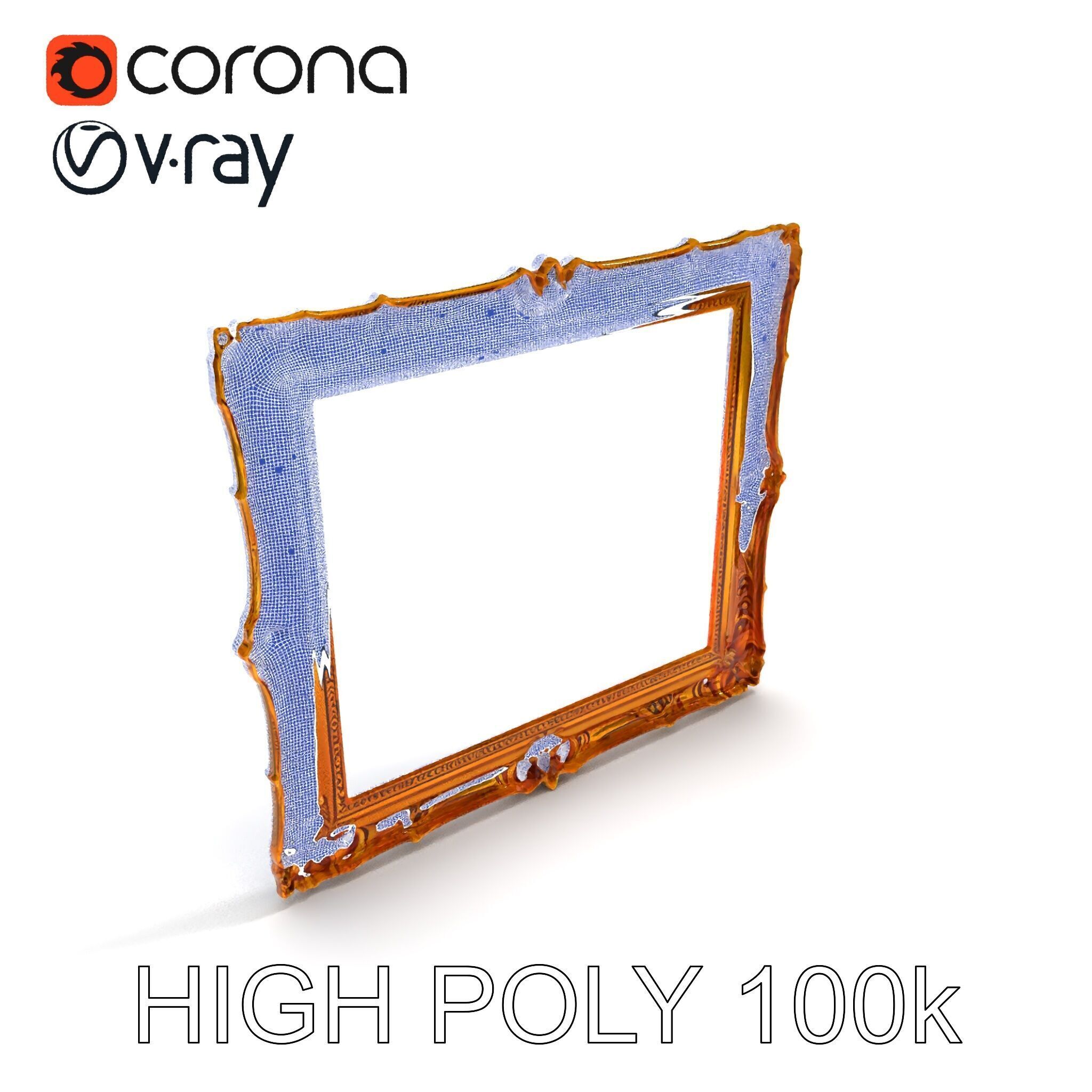 Baroque Gold Ornate Frame D Model Pack Low-poly 3D model_34