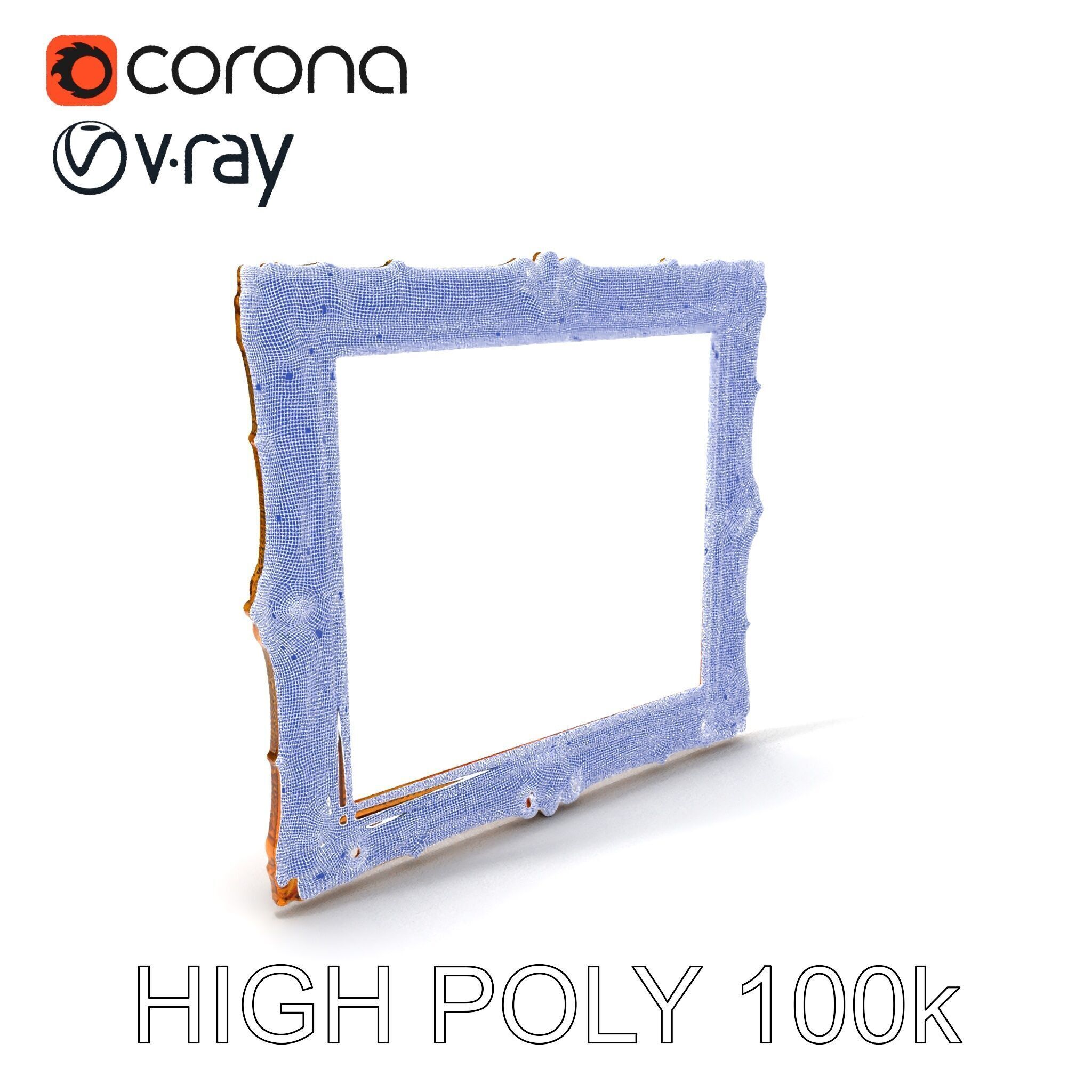 Baroque Gold Ornate Frame D Model Pack Low-poly 3D model_3