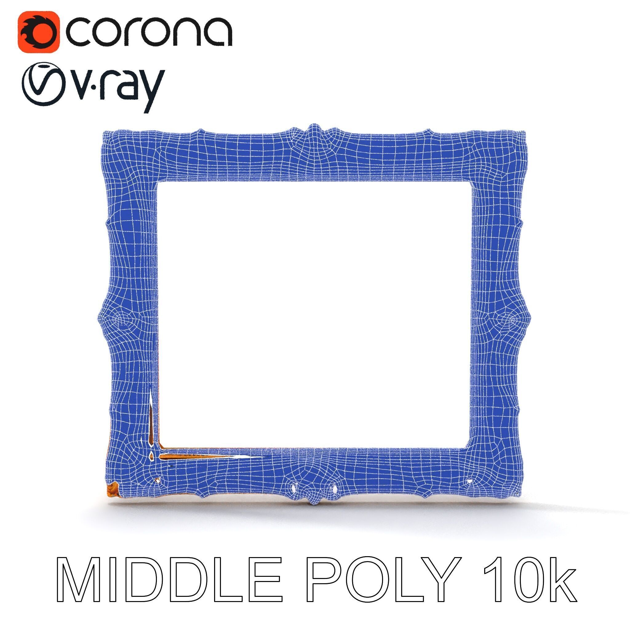 Baroque Gold Ornate Frame D Model Pack Low-poly 3D model_14