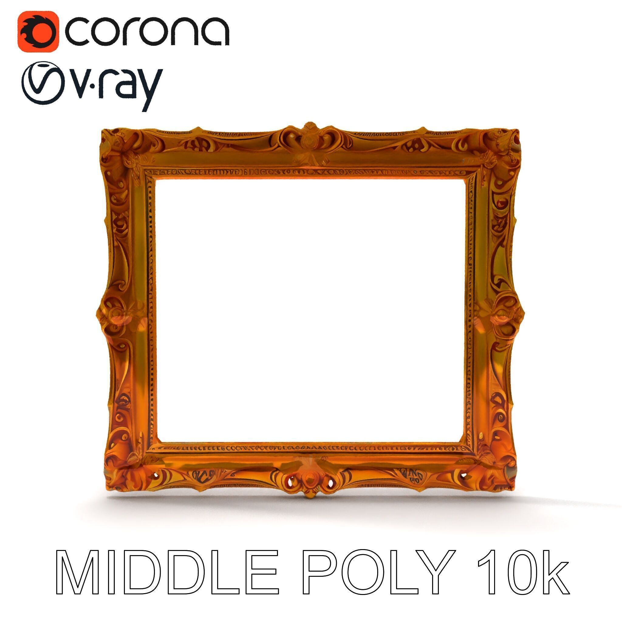 Baroque Gold Ornate Frame D Model Pack Low-poly 3D model_32