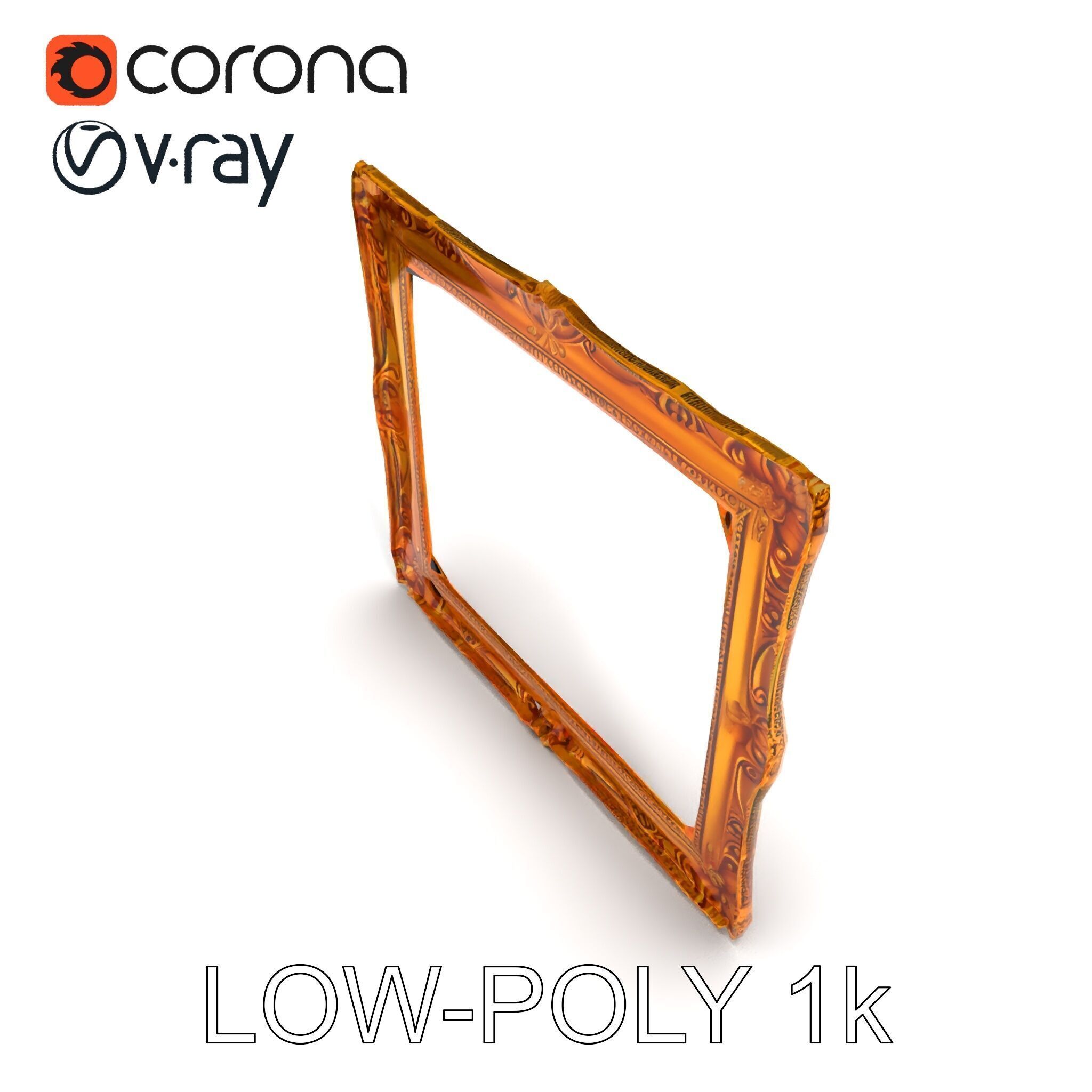 Baroque Gold Ornate Frame D Model Pack Low-poly 3D model_20