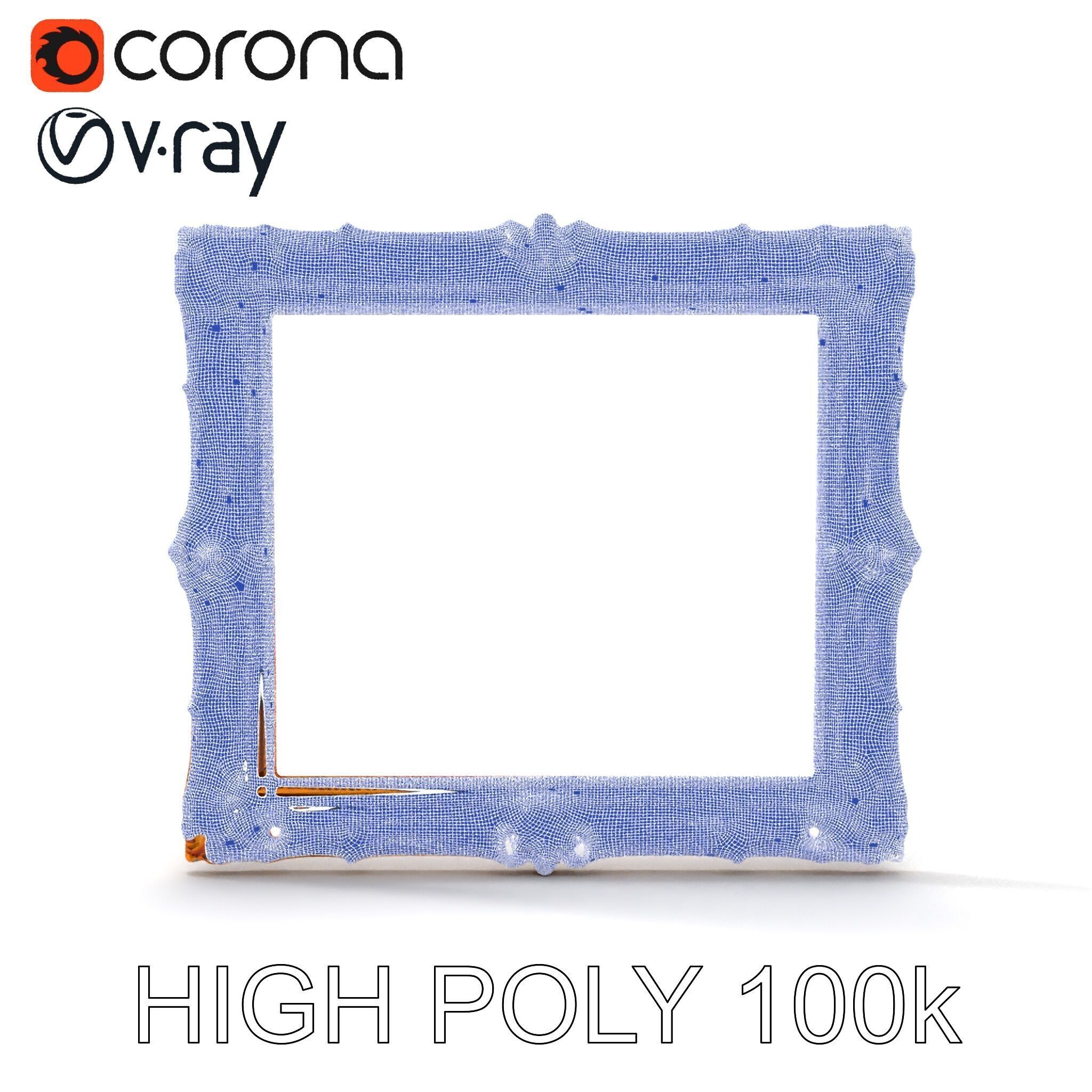 Baroque Gold Ornate Frame D Model Pack Low-poly 3D model_13