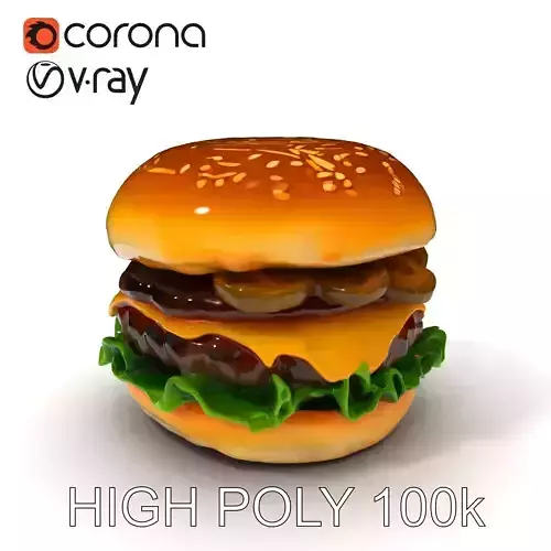 Cheeseburger Model Pack with Lettuce and Pickles Low-poly 3D model