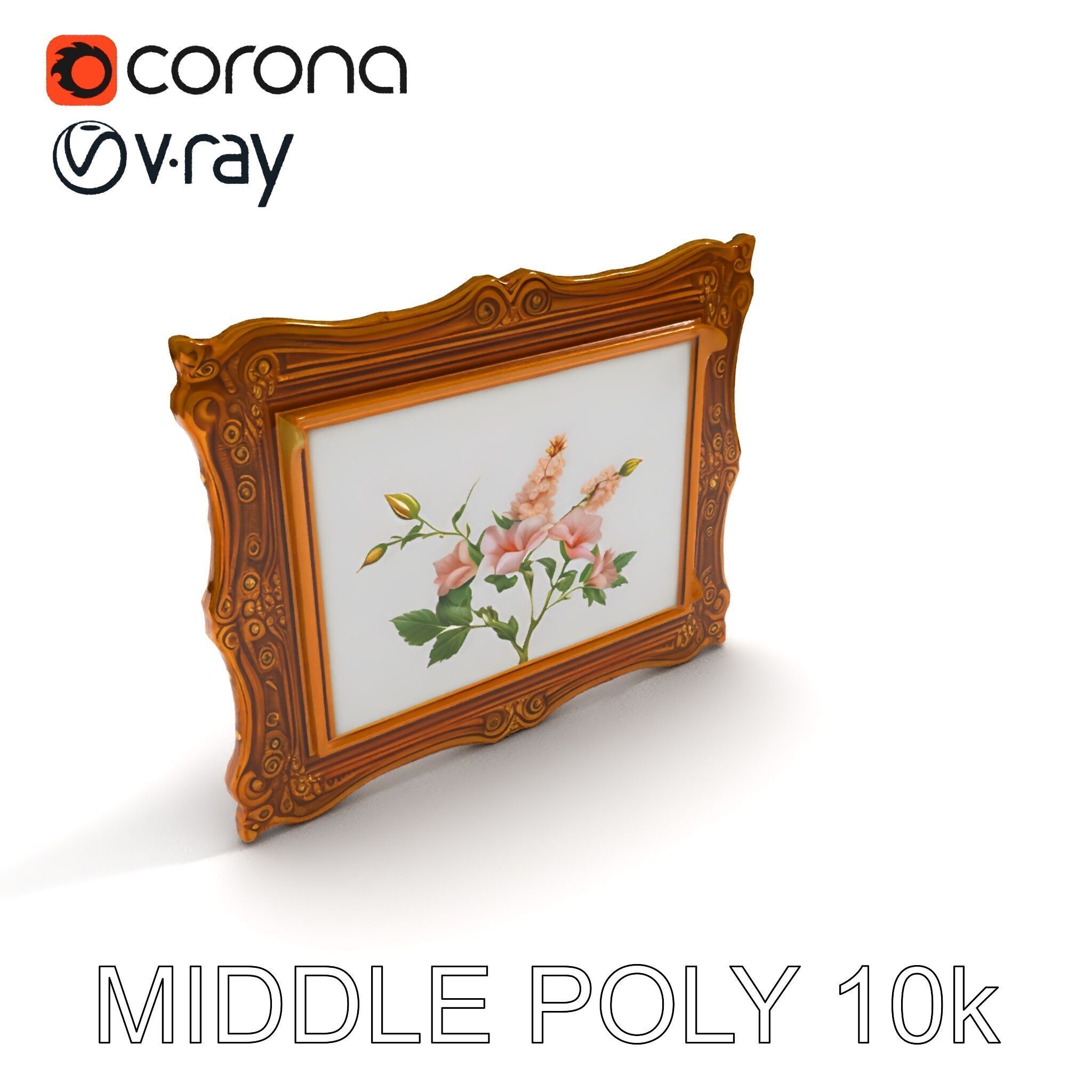 Vintage Ornate Frame with Floral Art Model Pack Low-poly 3D model_26