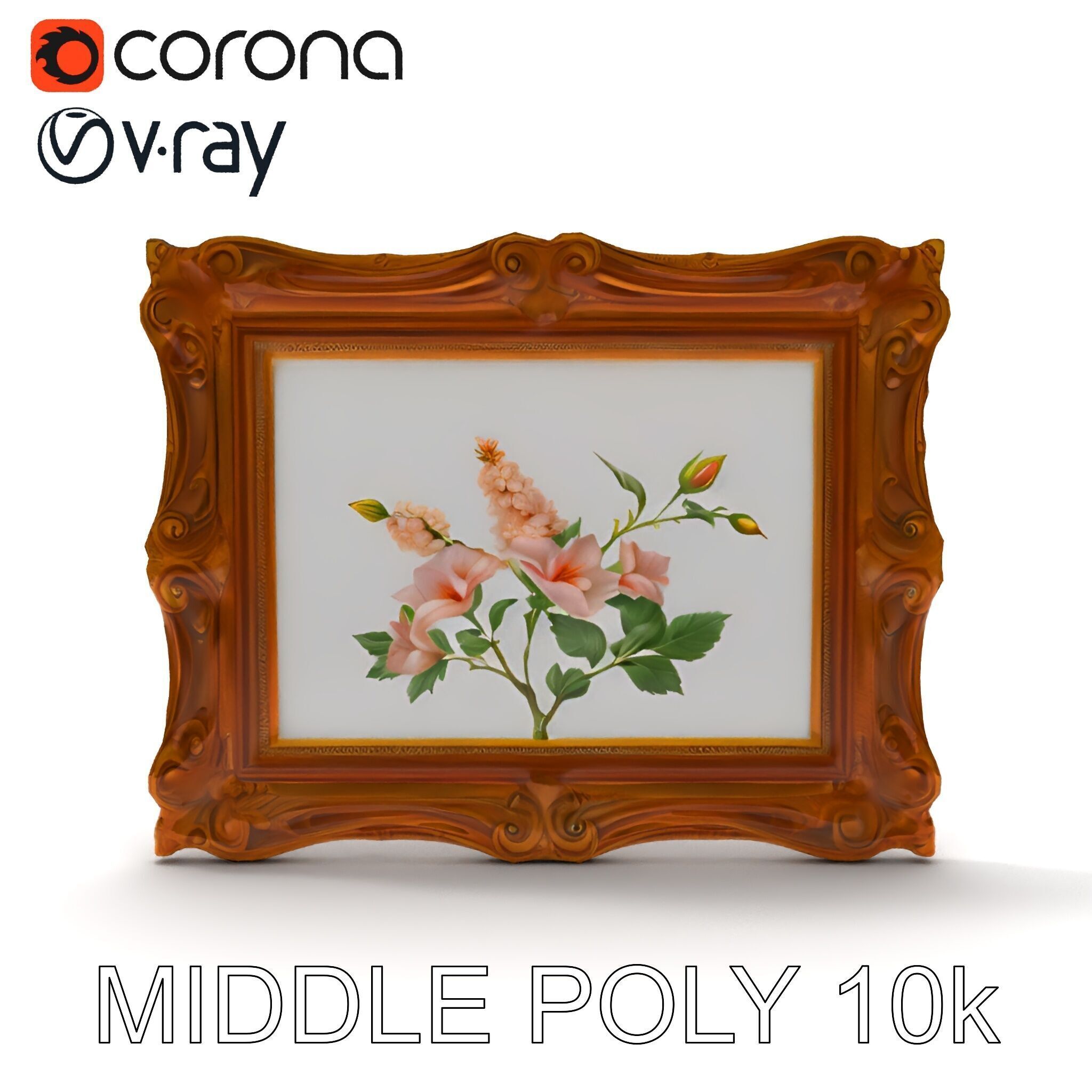 Vintage Ornate Frame with Floral Art Model Pack Low-poly 3D model_12