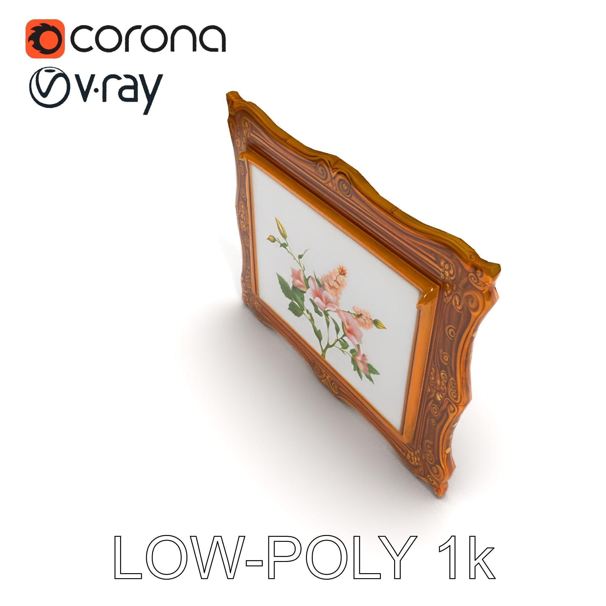 Vintage Ornate Frame with Floral Art Model Pack Low-poly 3D model_27