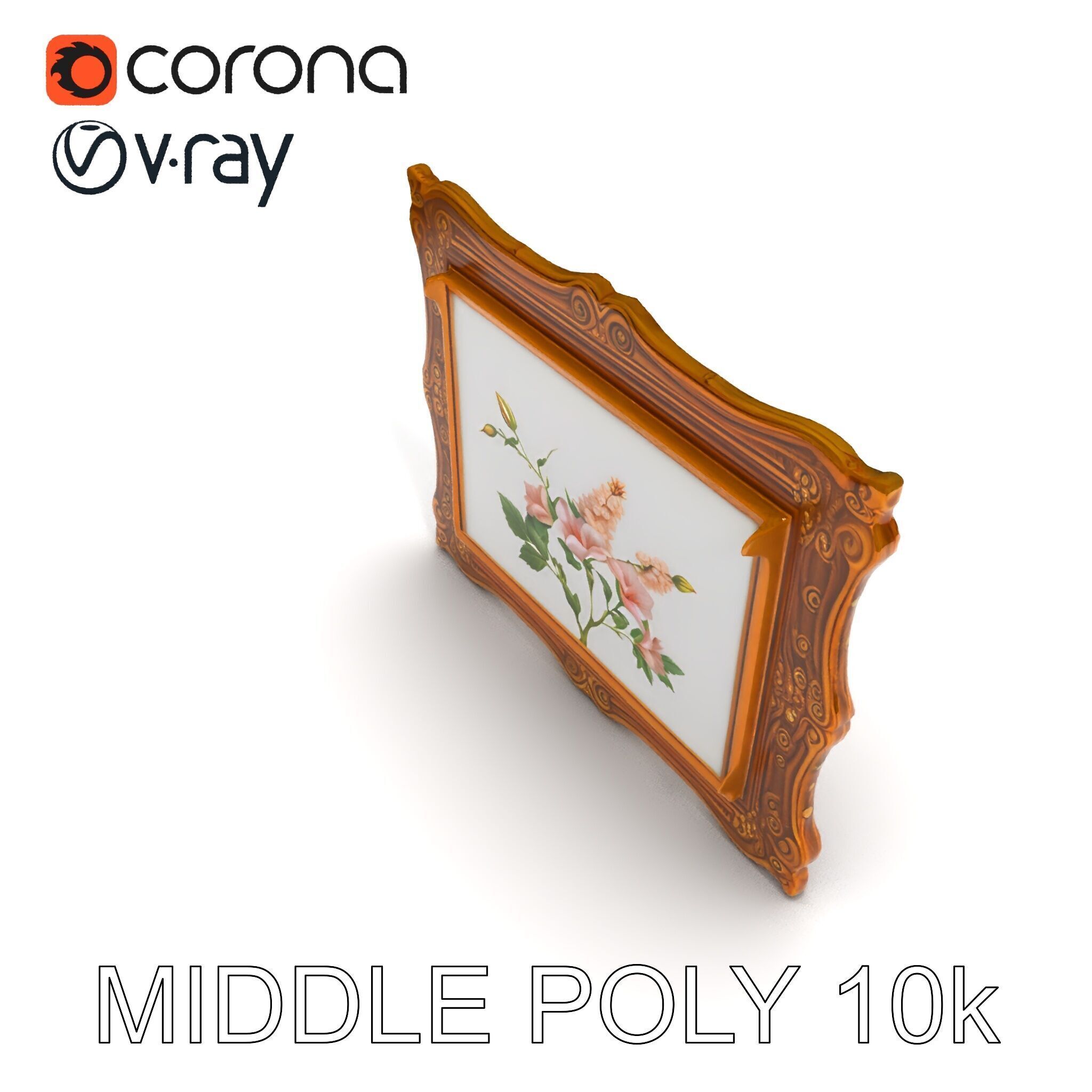 Vintage Ornate Frame with Floral Art Model Pack Low-poly 3D model_18