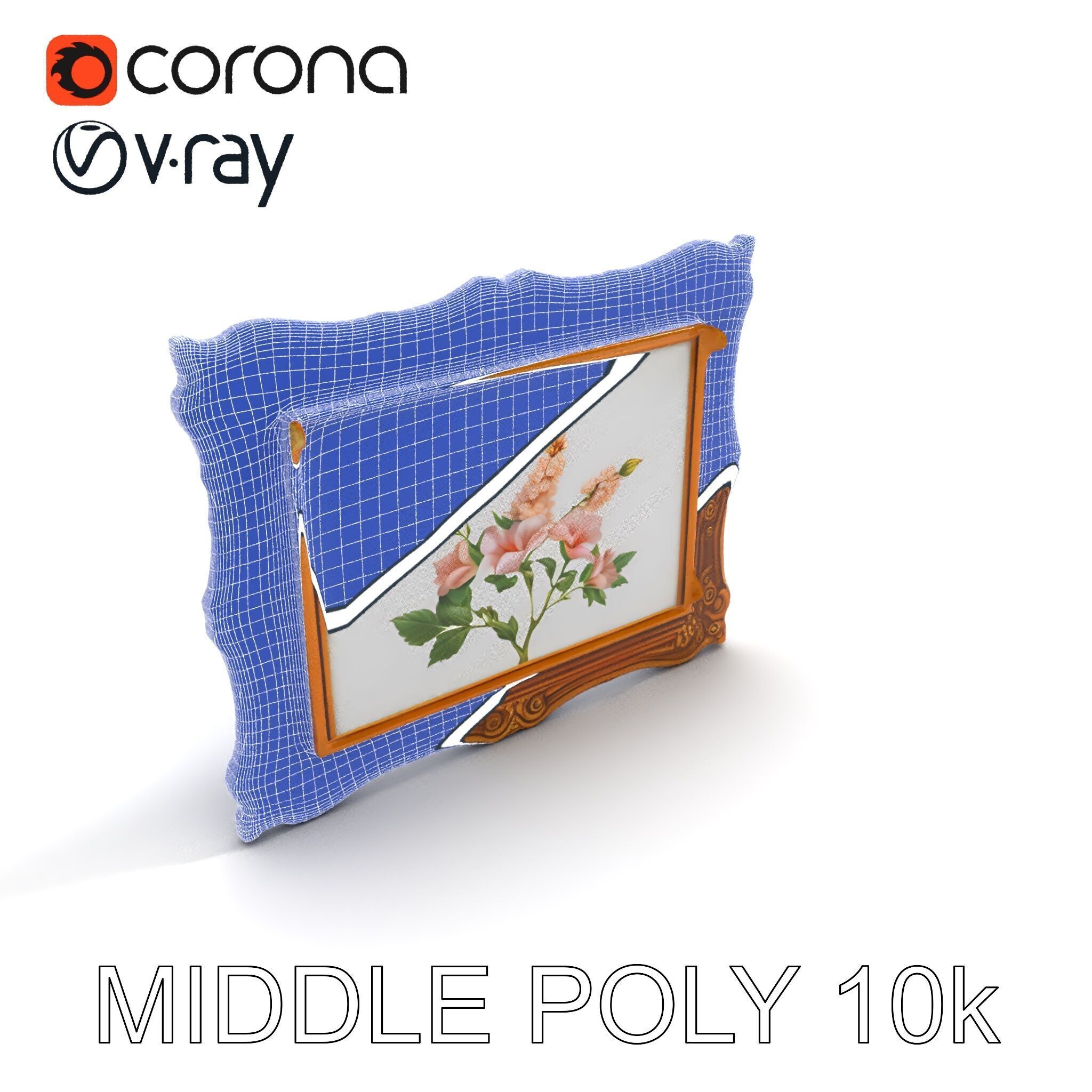 Vintage Ornate Frame with Floral Art Model Pack Low-poly 3D model_9