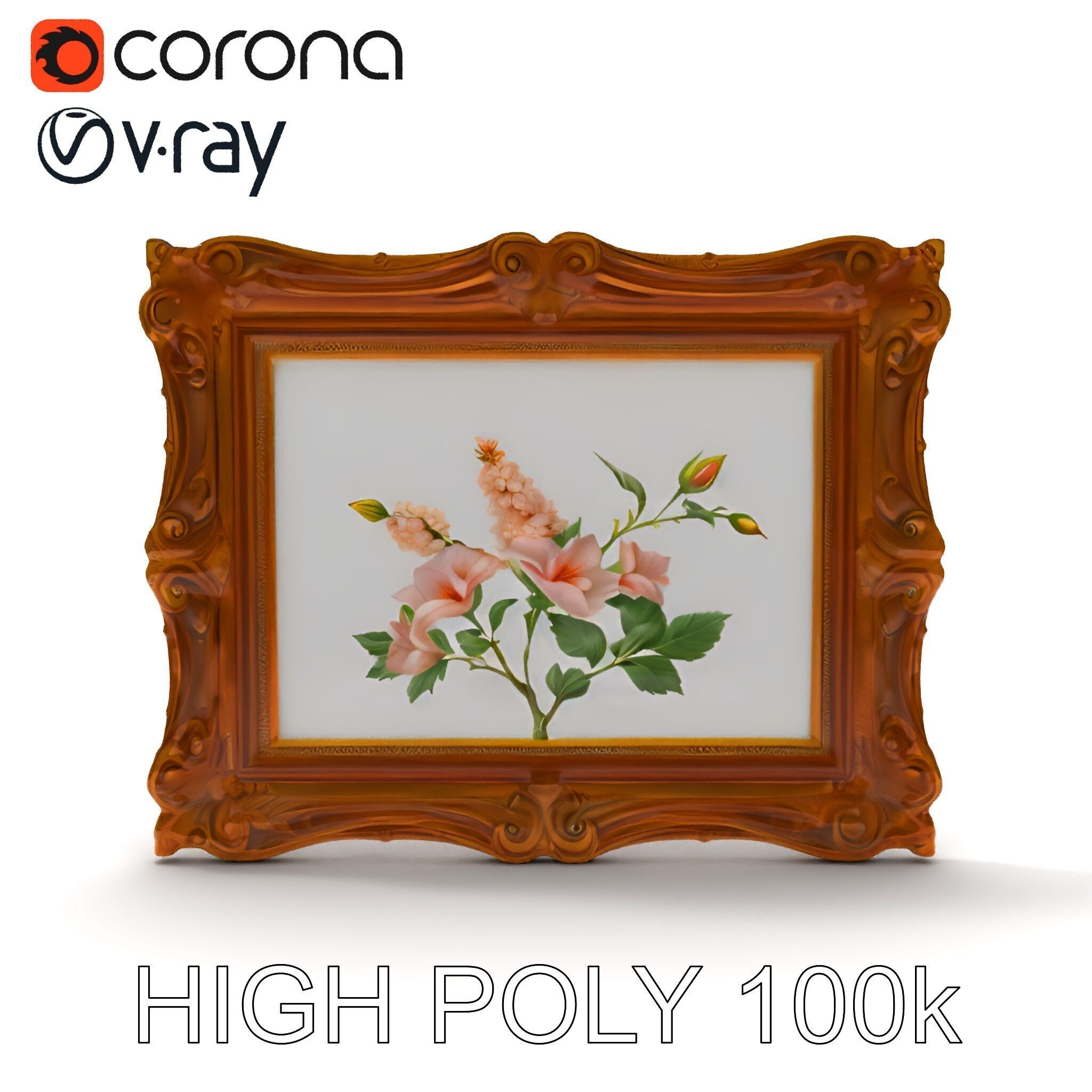Vintage Ornate Frame with Floral Art Model Pack Low-poly 3D model_8