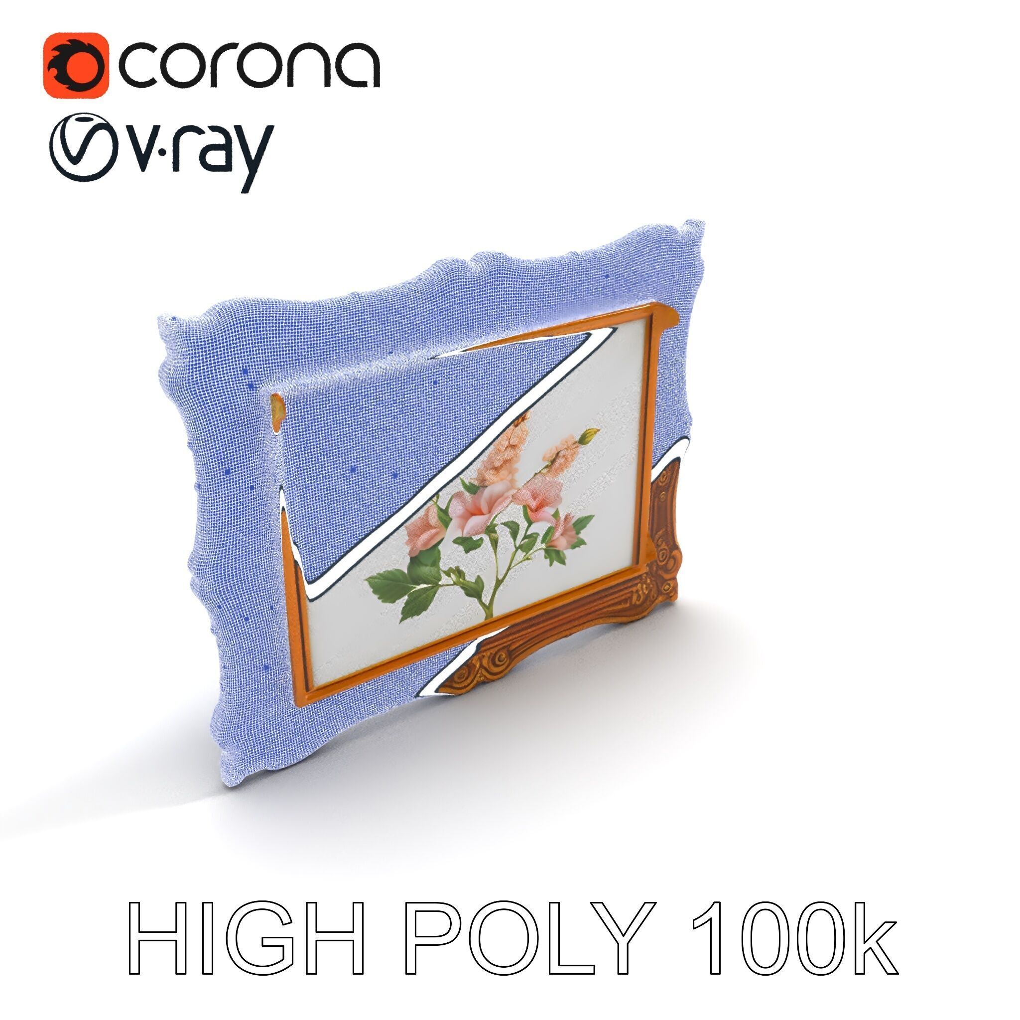 Vintage Ornate Frame with Floral Art Model Pack Low-poly 3D model_35