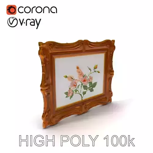 Vintage Ornate Frame with Floral Art Model Pack Low-poly 3D model