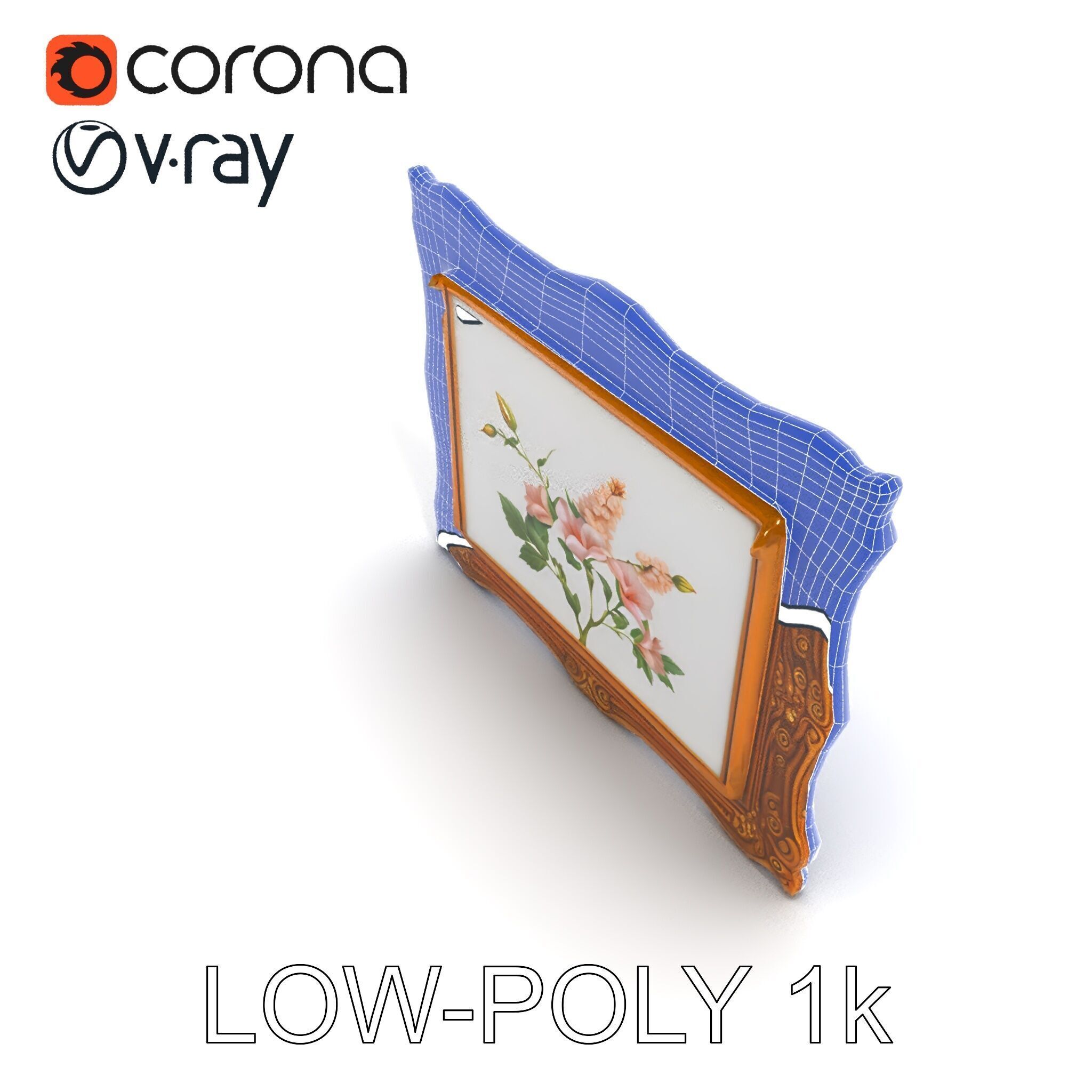 Vintage Ornate Frame with Floral Art Model Pack Low-poly 3D model_7
