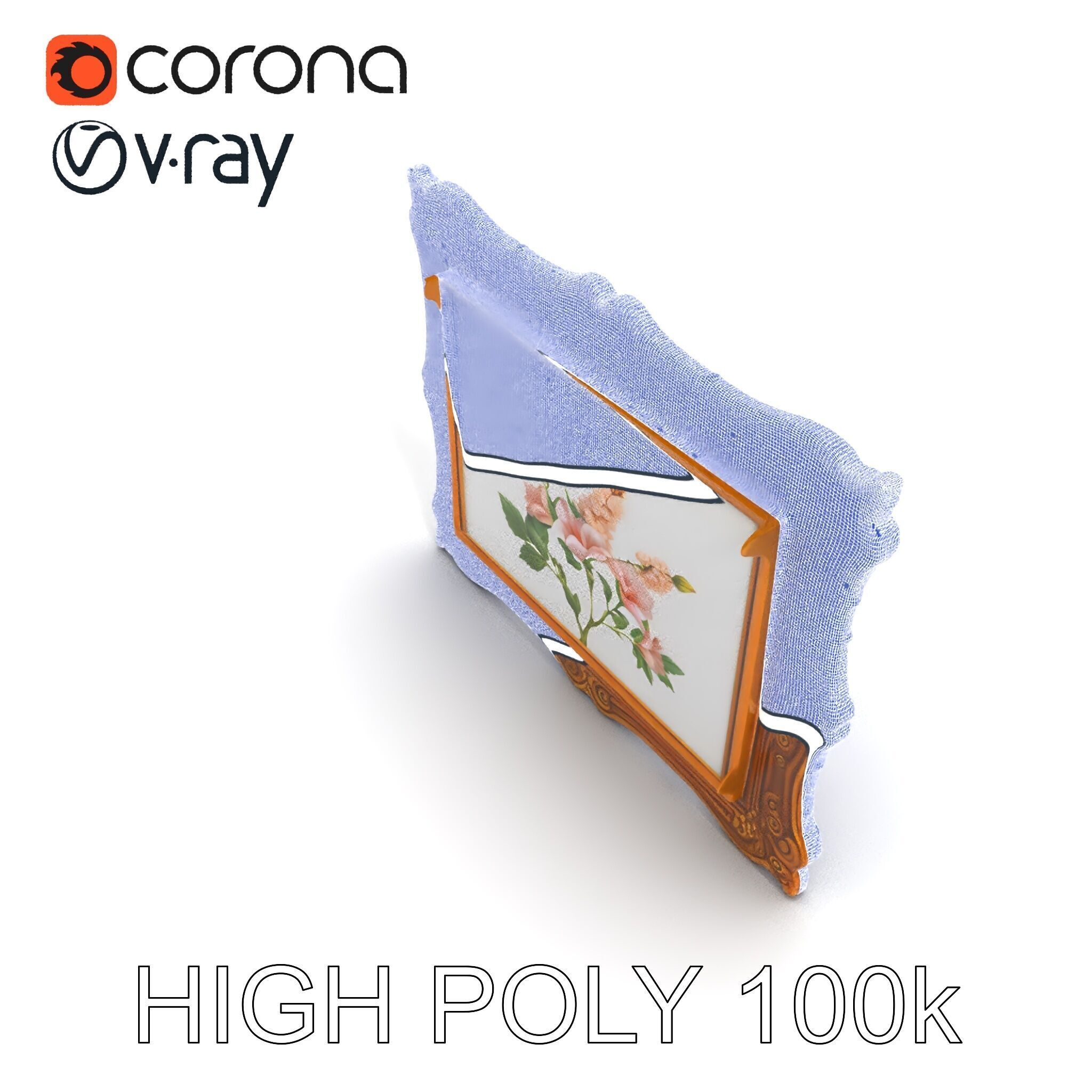 Vintage Ornate Frame with Floral Art Model Pack Low-poly 3D model_25