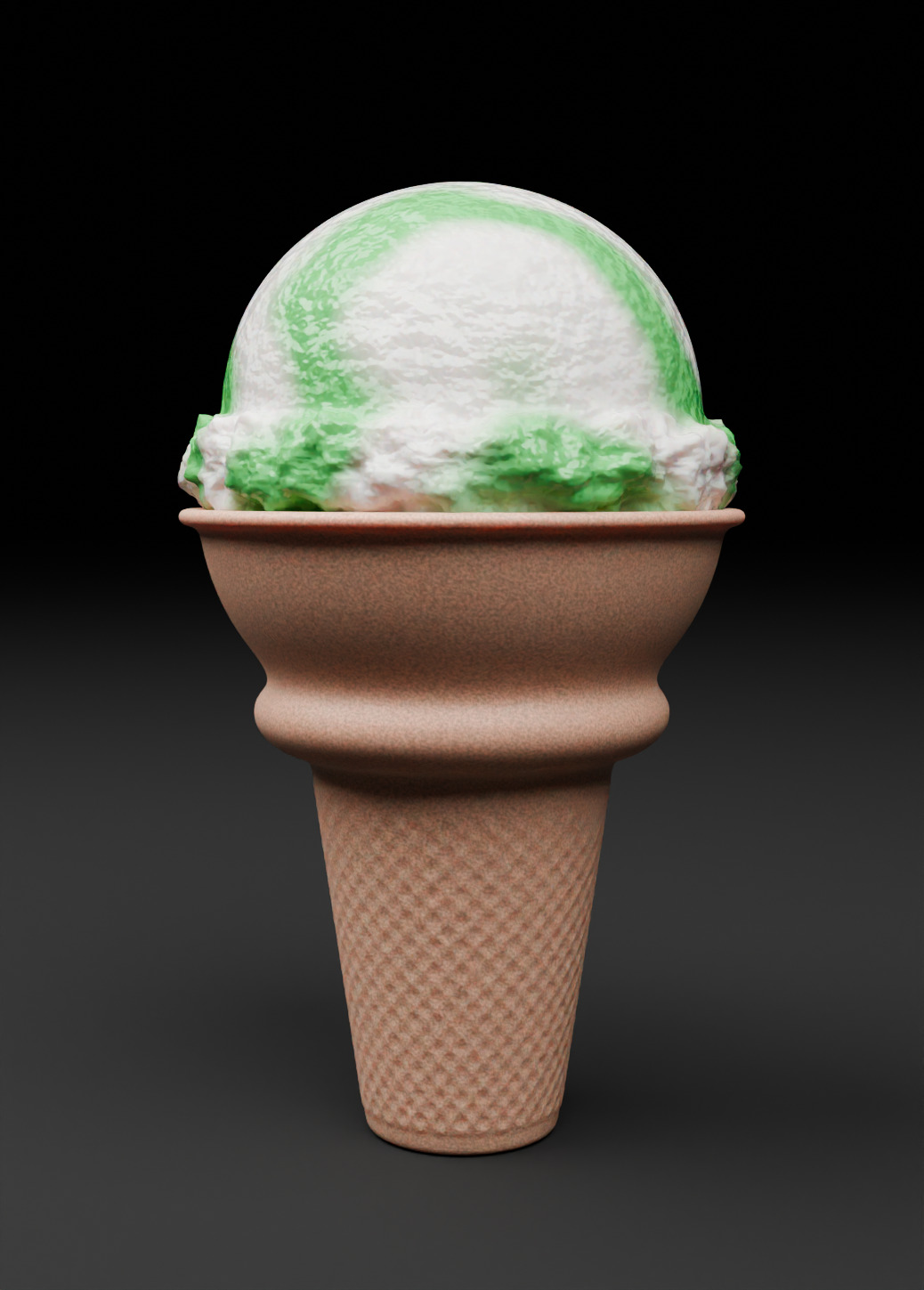 Green Apple Ice Cream Cone 3D Dessert Model 3D model_4