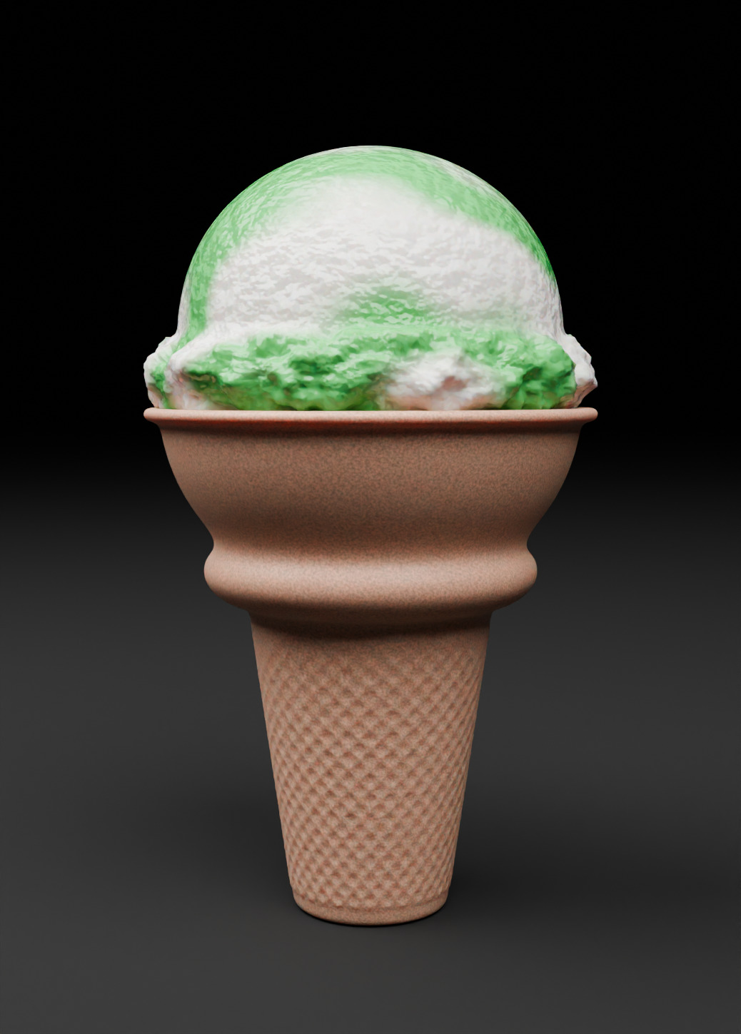 Green Apple Ice Cream Cone 3D Dessert Model 3D model_3