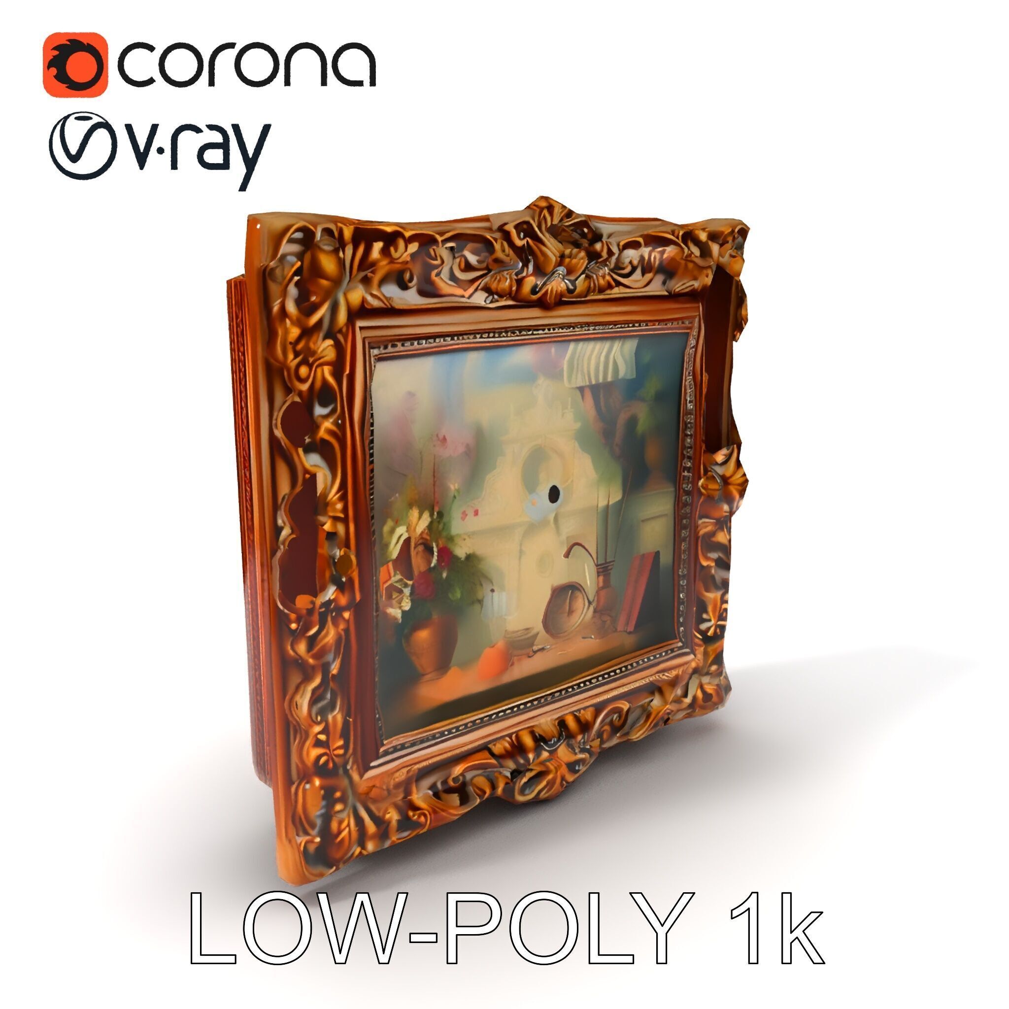 Baroque Ornate Picture Frame Model Pack Low-poly 3D model_25