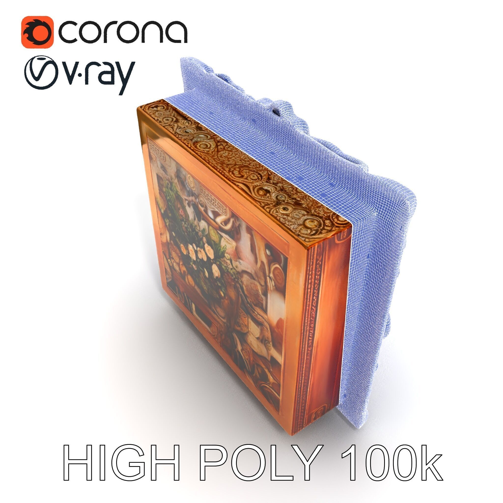 Baroque Ornate Picture Frame Model Pack Low-poly 3D model_8