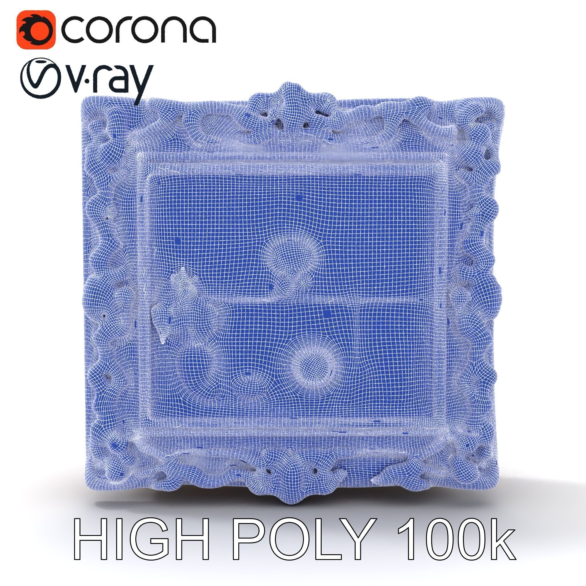 Baroque Ornate Picture Frame Model Pack Low-poly 3D model_13