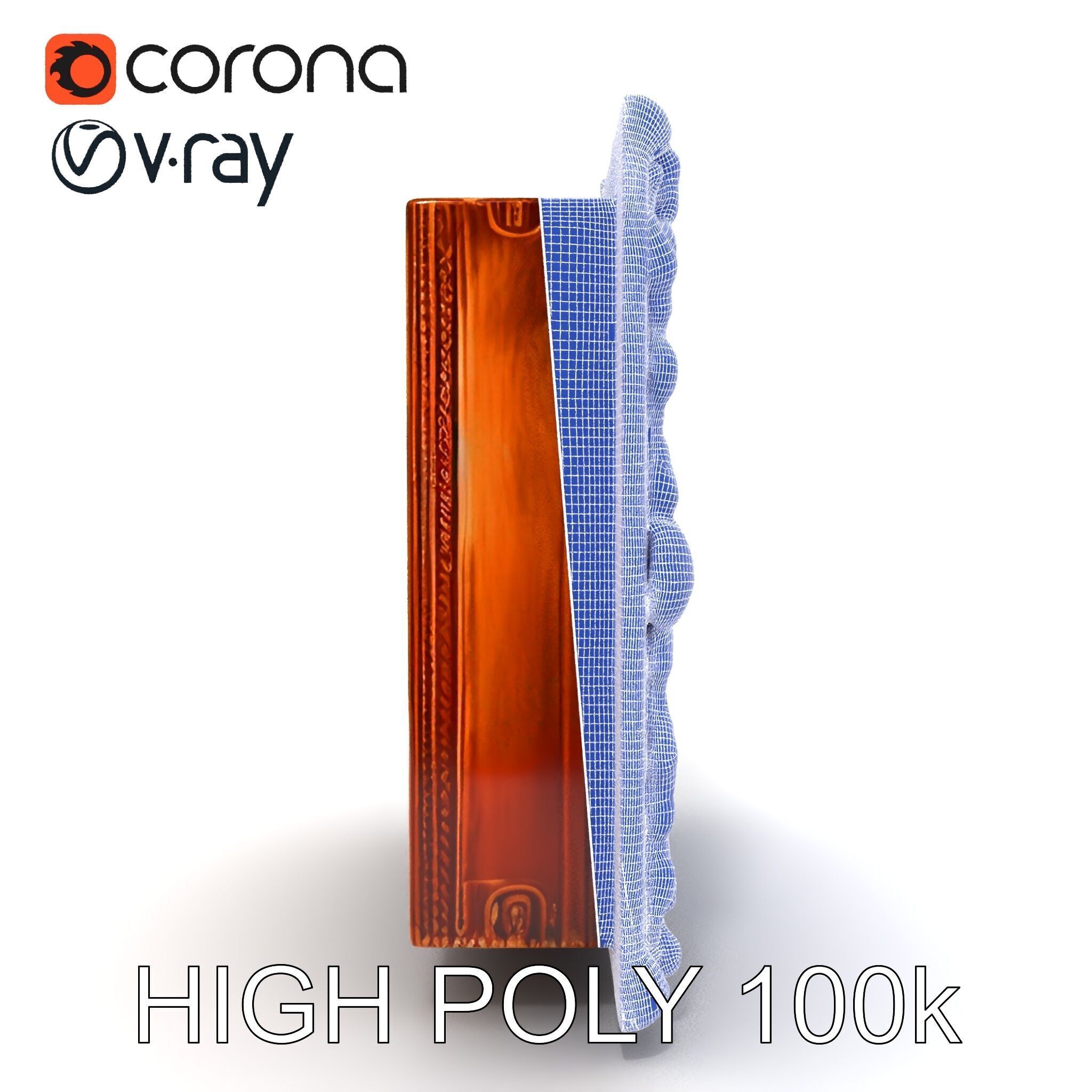 Baroque Ornate Picture Frame Model Pack Low-poly 3D model_29