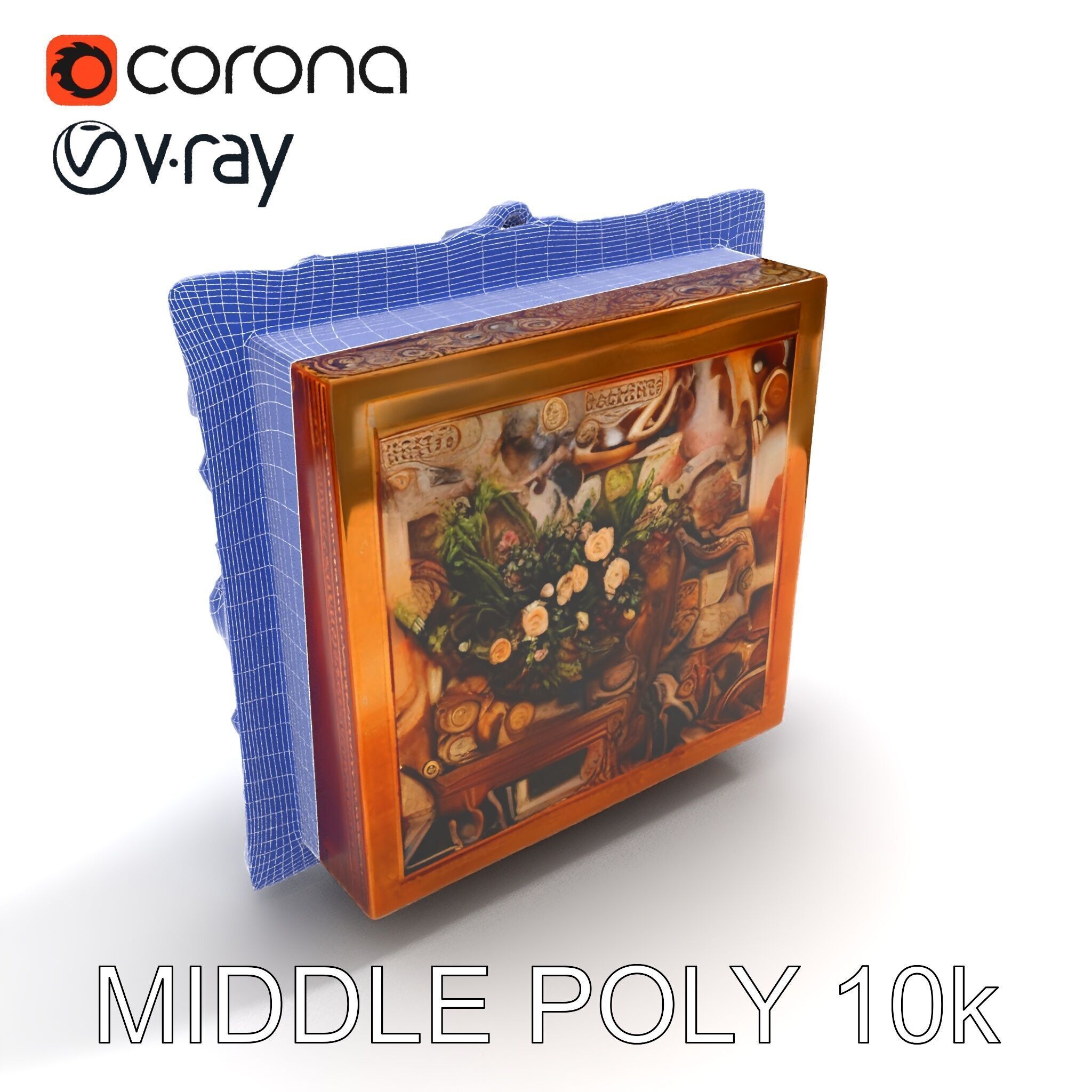 Baroque Ornate Picture Frame Model Pack Low-poly 3D model_9