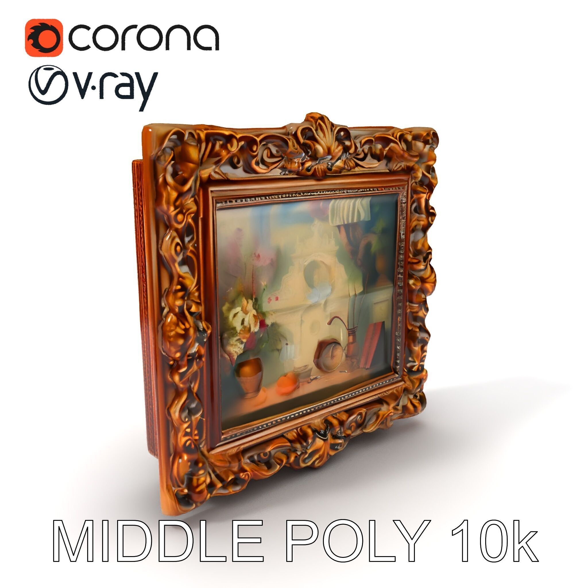 Baroque Ornate Picture Frame Model Pack Low-poly 3D model_32