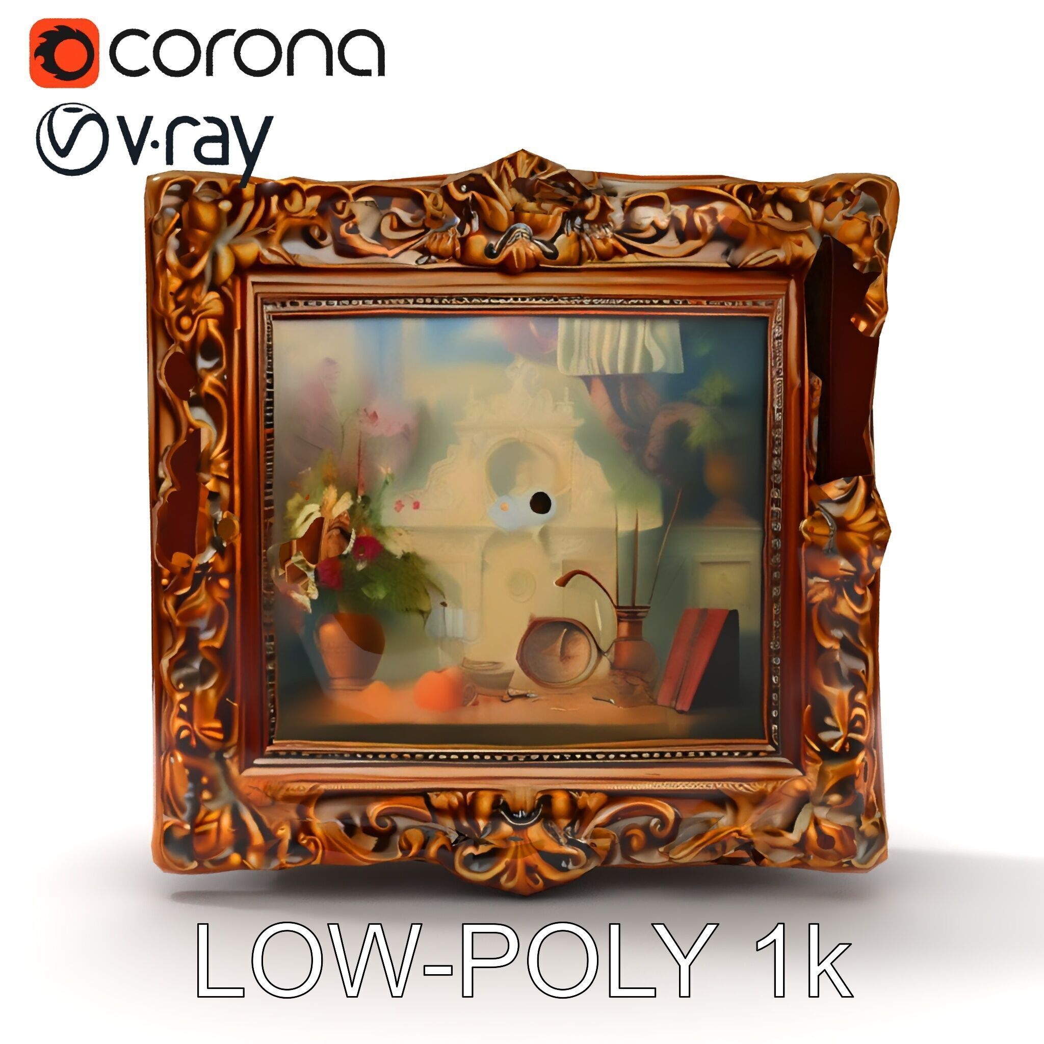 Baroque Ornate Picture Frame Model Pack Low-poly 3D model_23