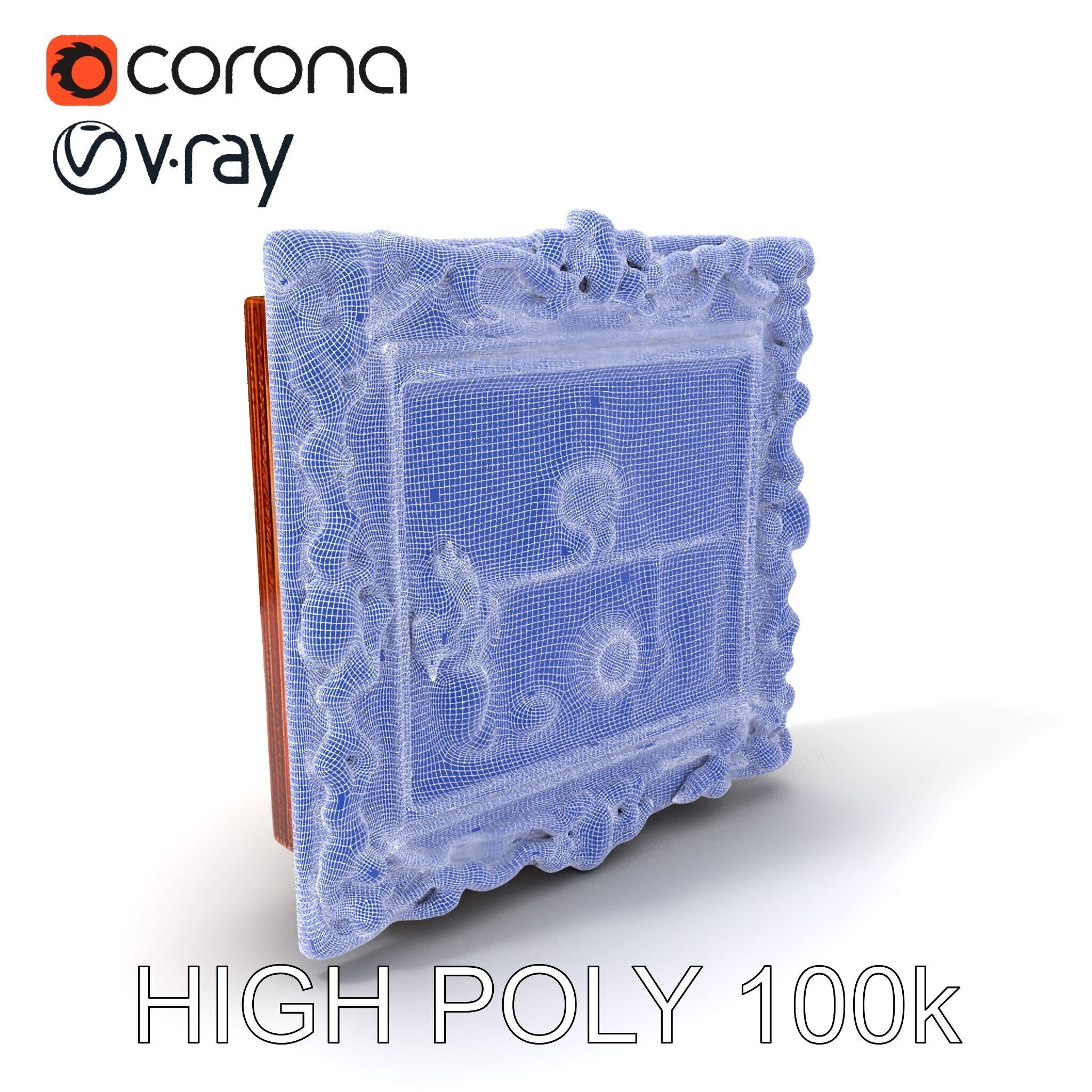 Baroque Ornate Picture Frame Model Pack Low-poly 3D model_3
