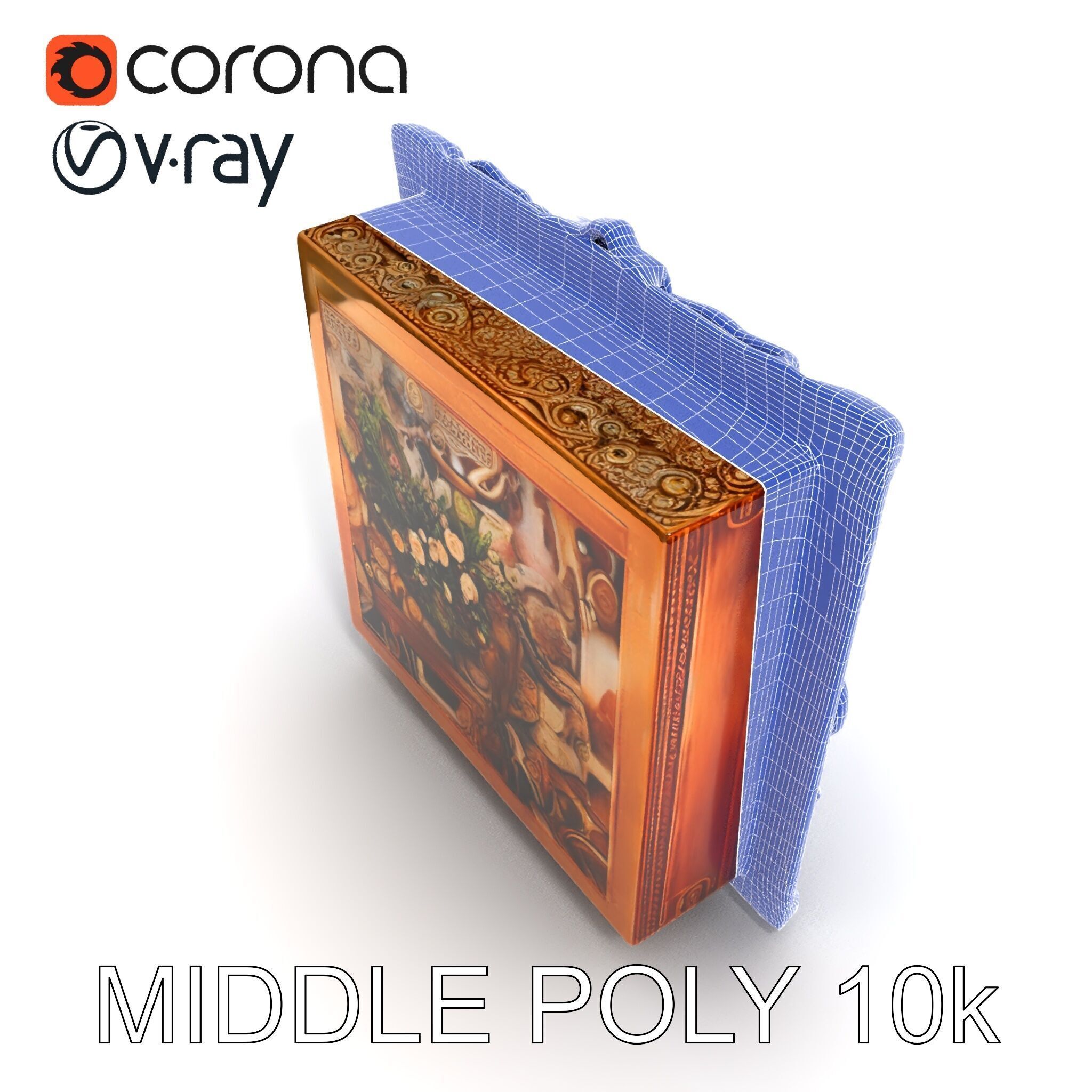 Baroque Ornate Picture Frame Model Pack Low-poly 3D model_6