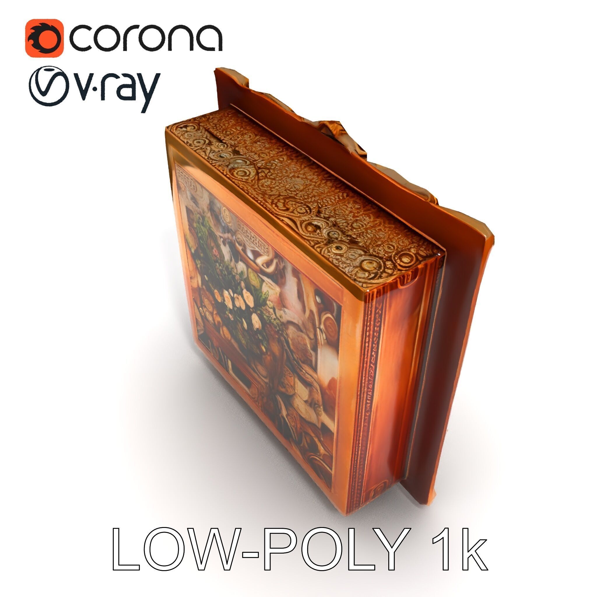 Baroque Ornate Picture Frame Model Pack Low-poly 3D model_7