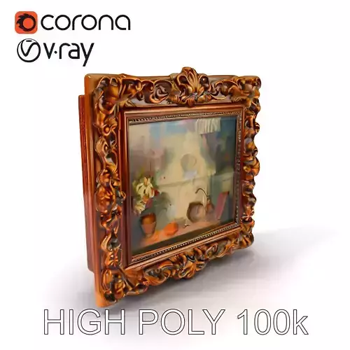 Baroque Ornate Picture Frame Model Pack Low-poly 3D model