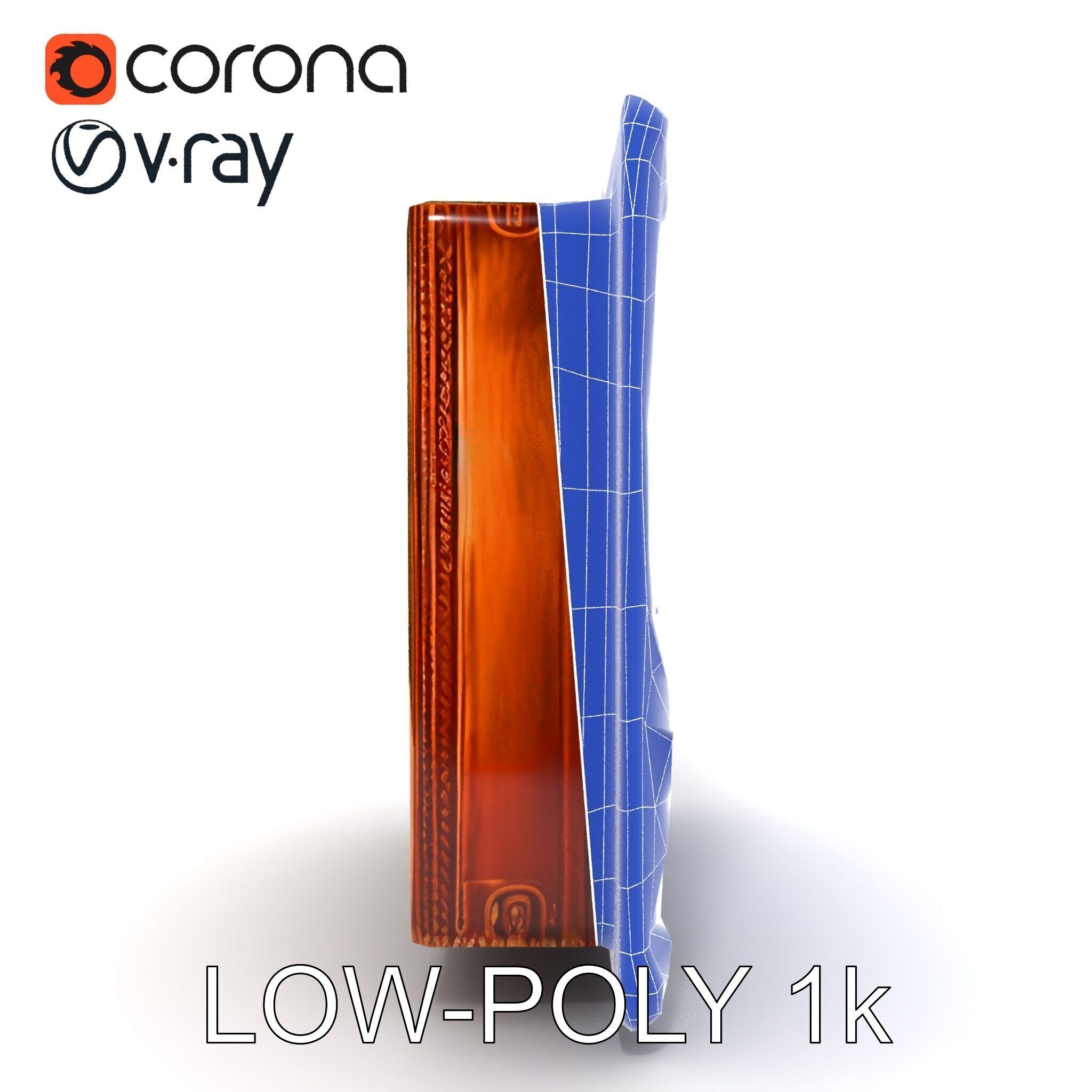 Baroque Ornate Picture Frame Model Pack Low-poly 3D model_31