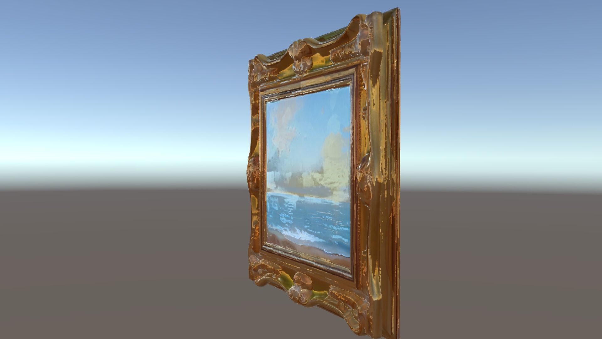 Ornate Gold Frame with Ocean Scene Model Pack Low-poly 3D model_9