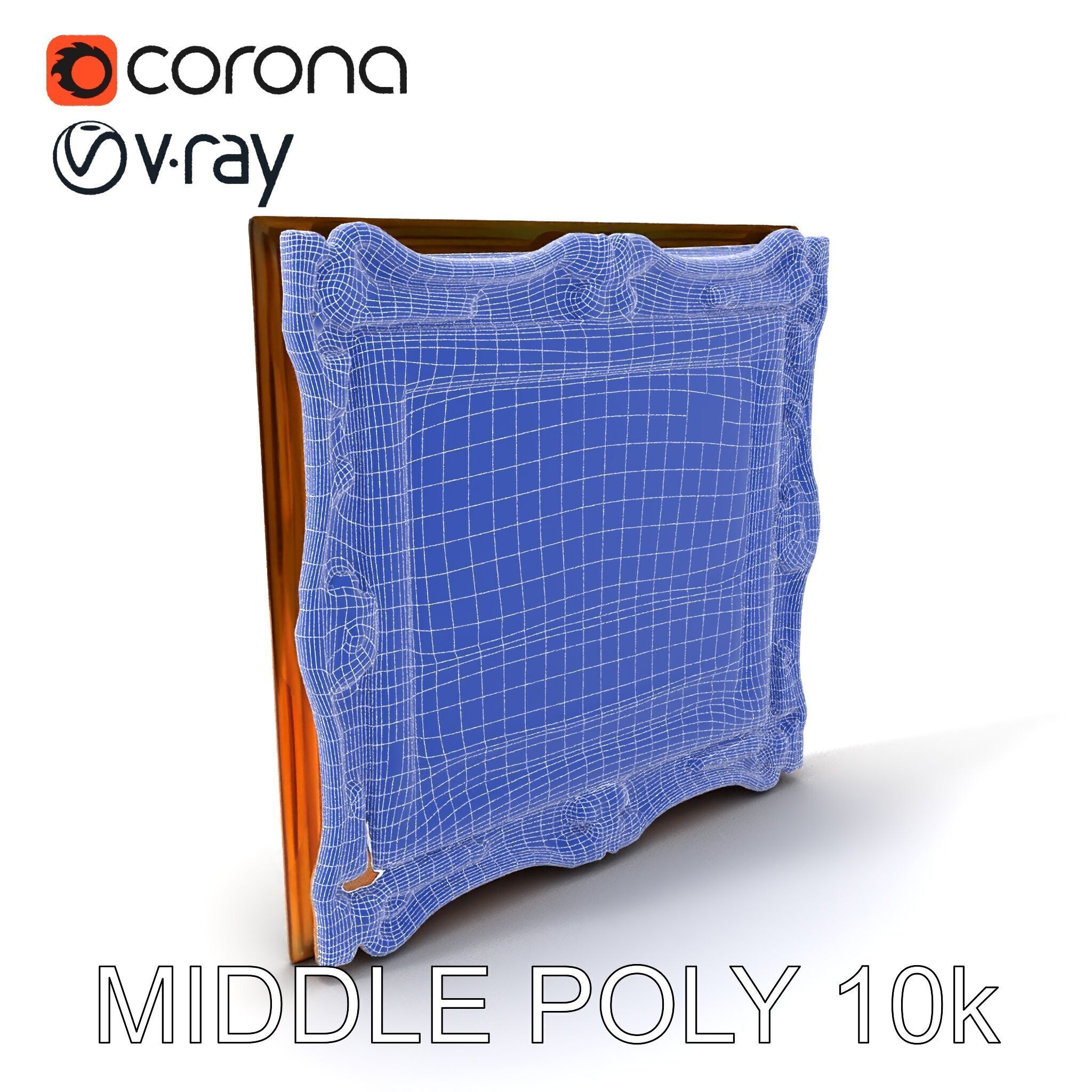 Ornate Gold Frame with Ocean Scene Model Pack Low-poly 3D model_6