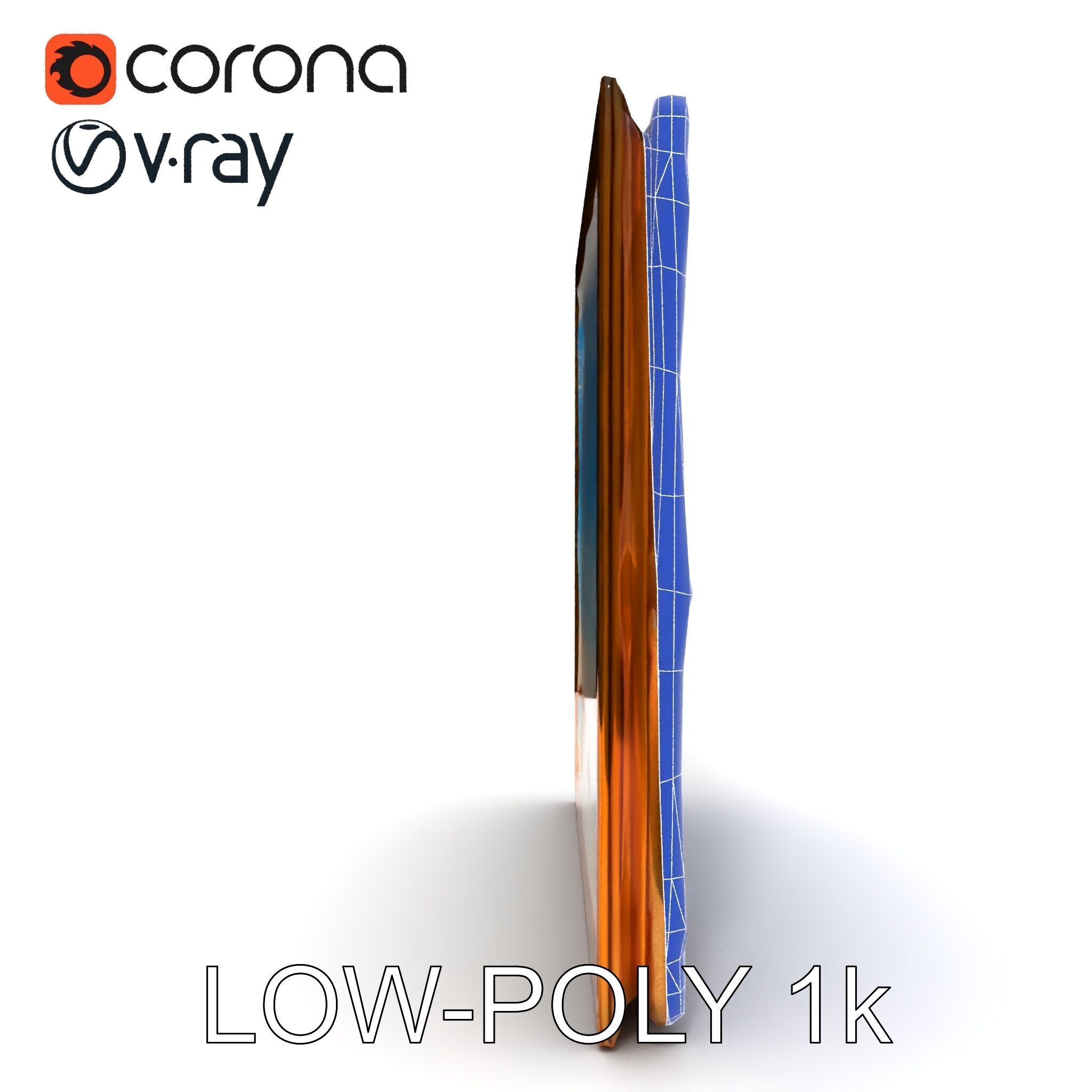 Ornate Gold Frame with Ocean Scene Model Pack Low-poly 3D model_23