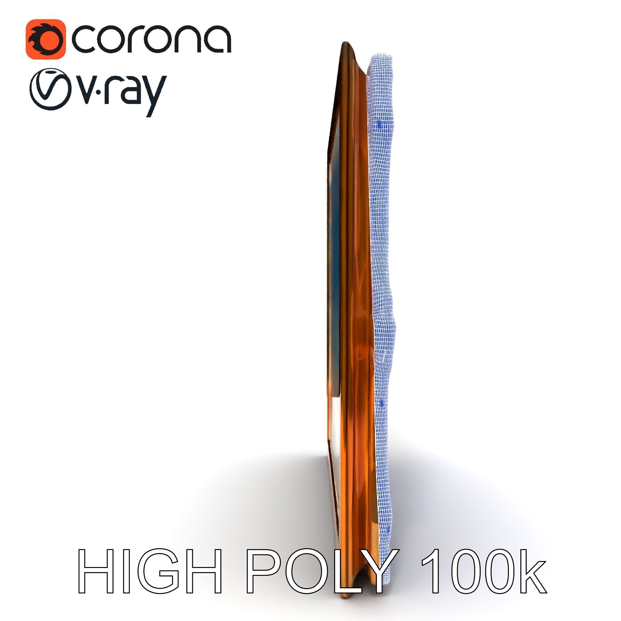 Ornate Gold Frame with Ocean Scene Model Pack Low-poly 3D model_8