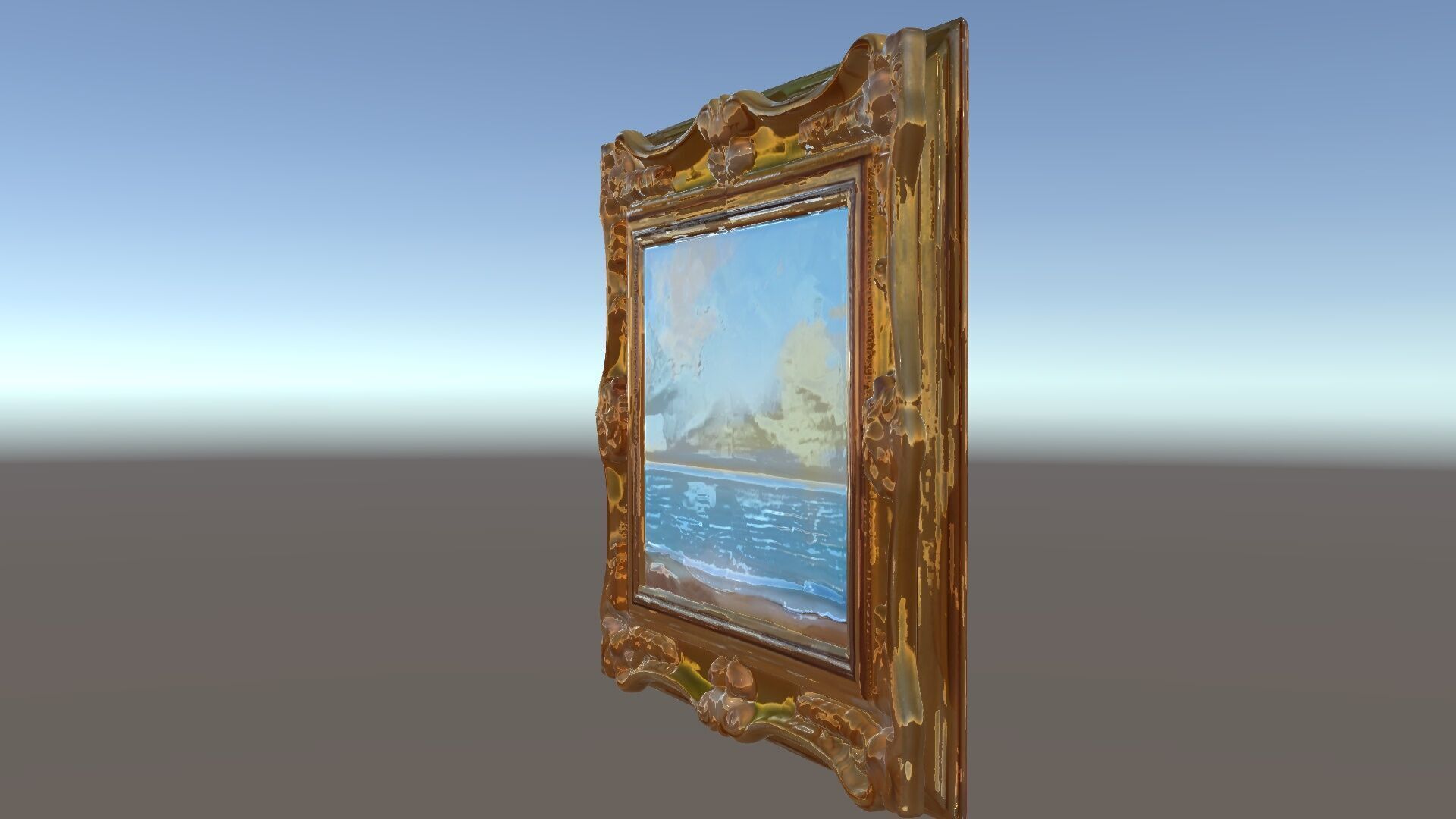 Ornate Gold Frame with Ocean Scene Model Pack Low-poly 3D model_5