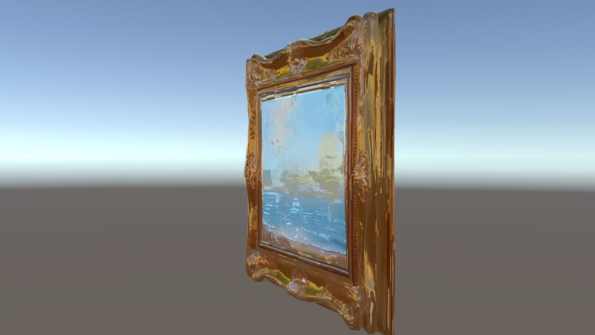 Ornate Gold Frame with Ocean Scene Model Pack Low-poly 3D model_30