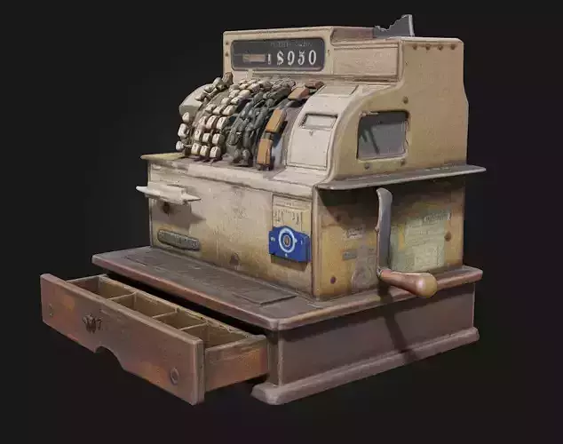 Vintage Cash Register  Golden Elegance of the Old Market Days