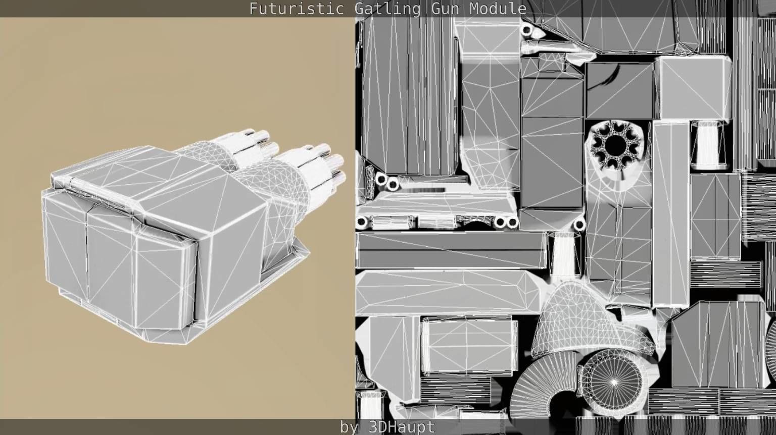 Gatling Gun Module Low-poly 3D model_39