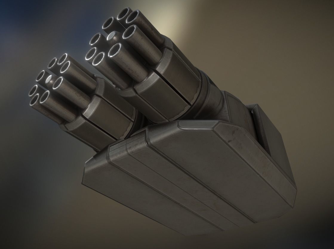 Gatling Gun Module Low-poly 3D model_11