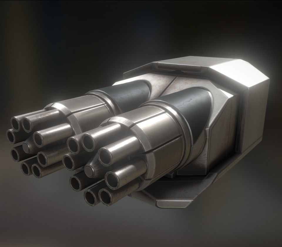 Gatling Gun Module Low-poly 3D model_0