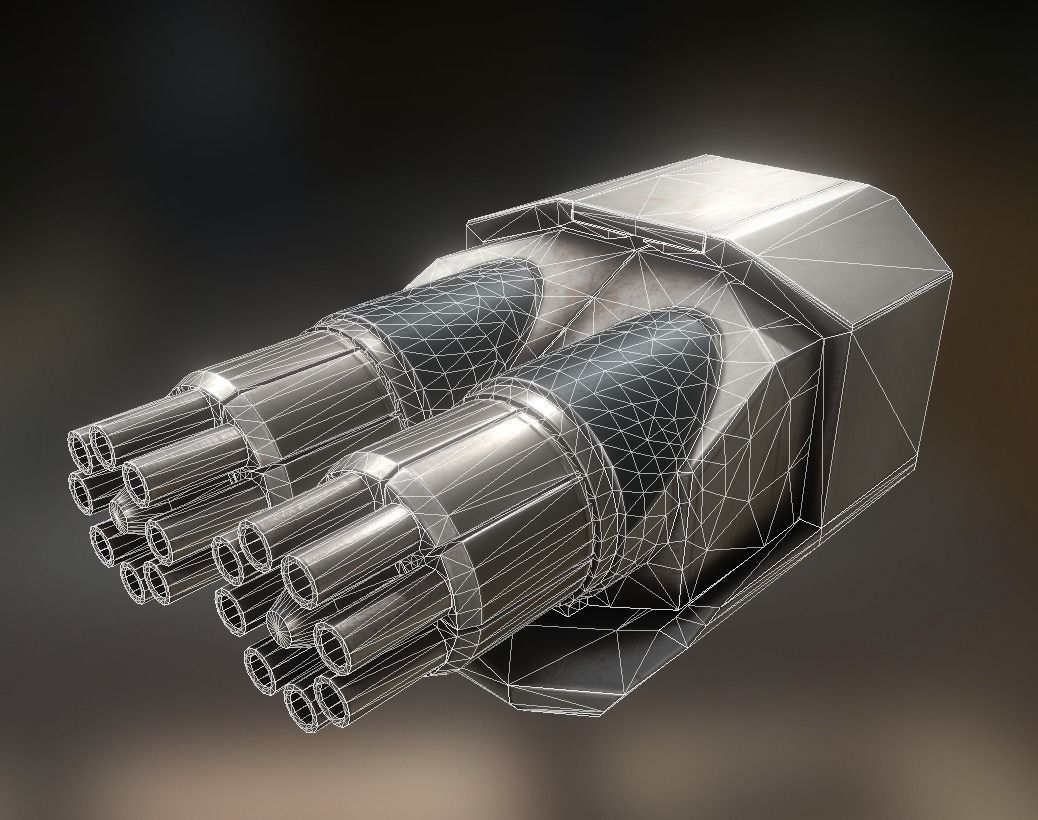 Gatling Gun Module Low-poly 3D model_8