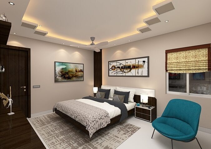 MODERN BEDROOM SKETCHUP VRAY SCENE DS005 3D model