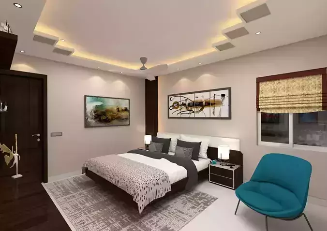 MODERN BEDROOM SKETCHUP VRAY SCENE DS005