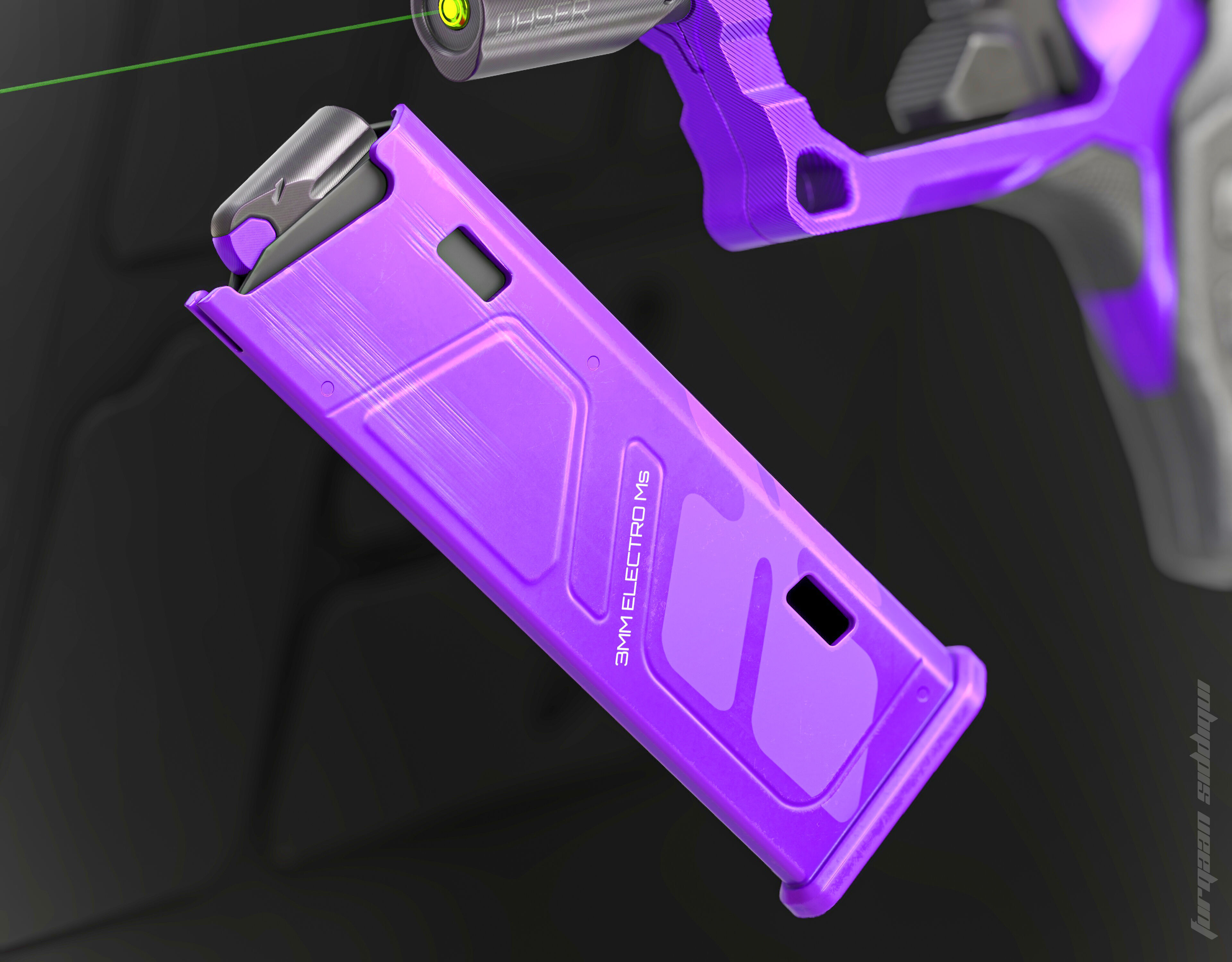 Foxx-19 Sci-fi Concept Pistol PBR Low-poly 3D model_5