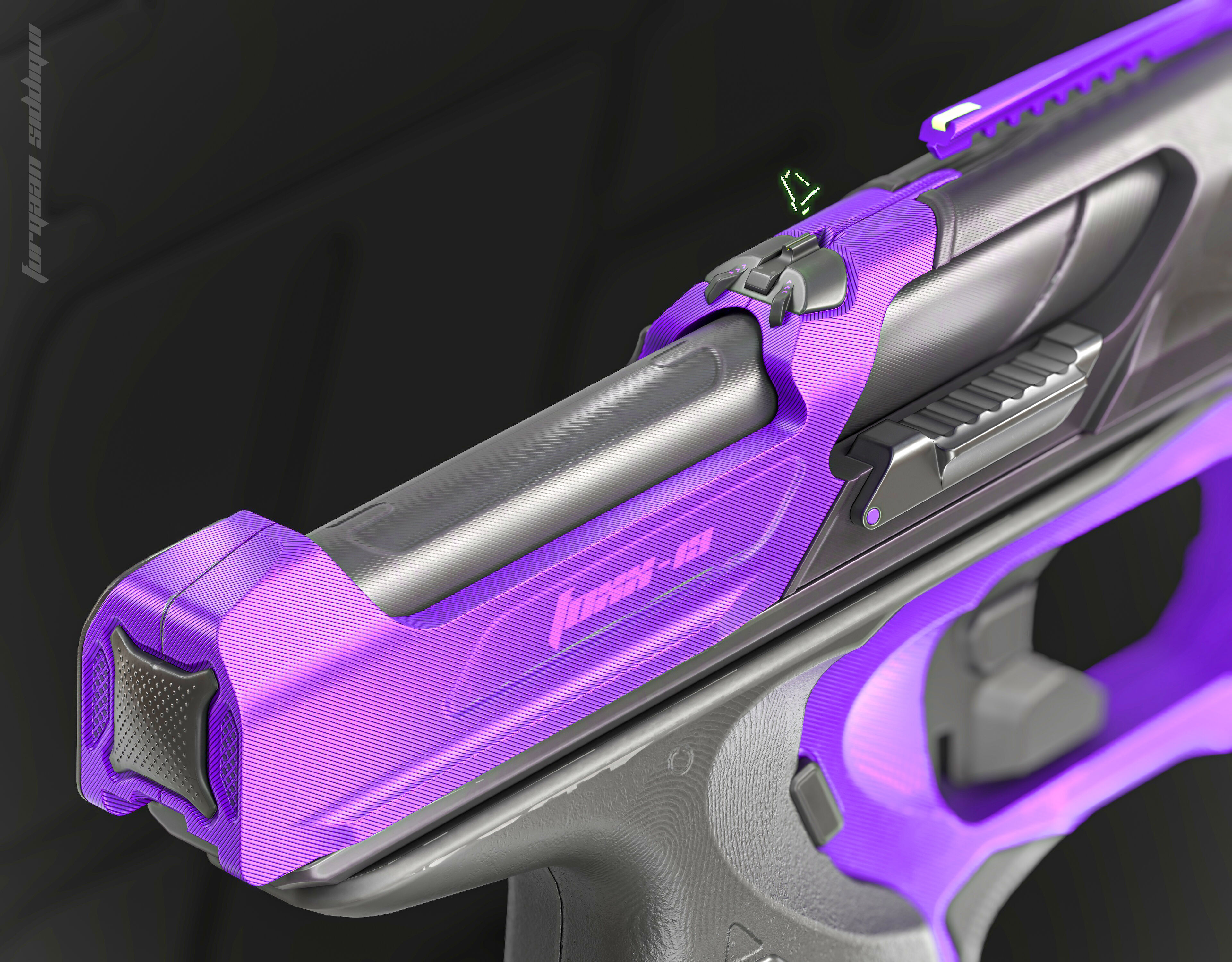 Foxx-19 Sci-fi Concept Pistol PBR Low-poly 3D model_3