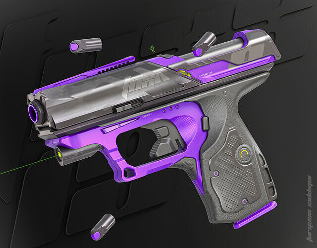 Foxx-19 Sci-fi Concept Pistol PBR Low-poly 3D model