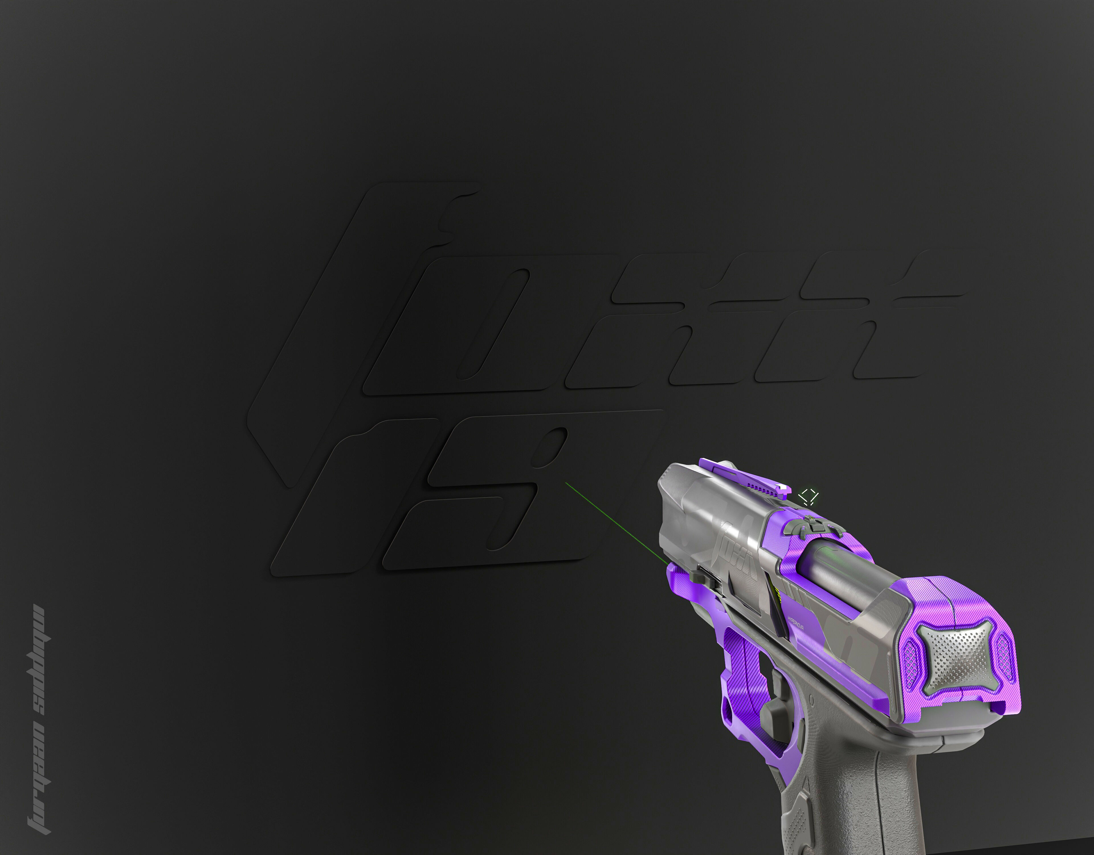 Foxx-19 Sci-fi Concept Pistol PBR Low-poly 3D model_6