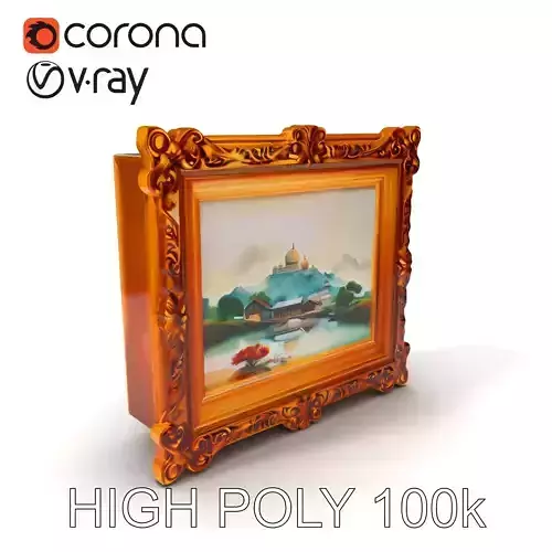 Ornate Gold Picture Frame Model Pack