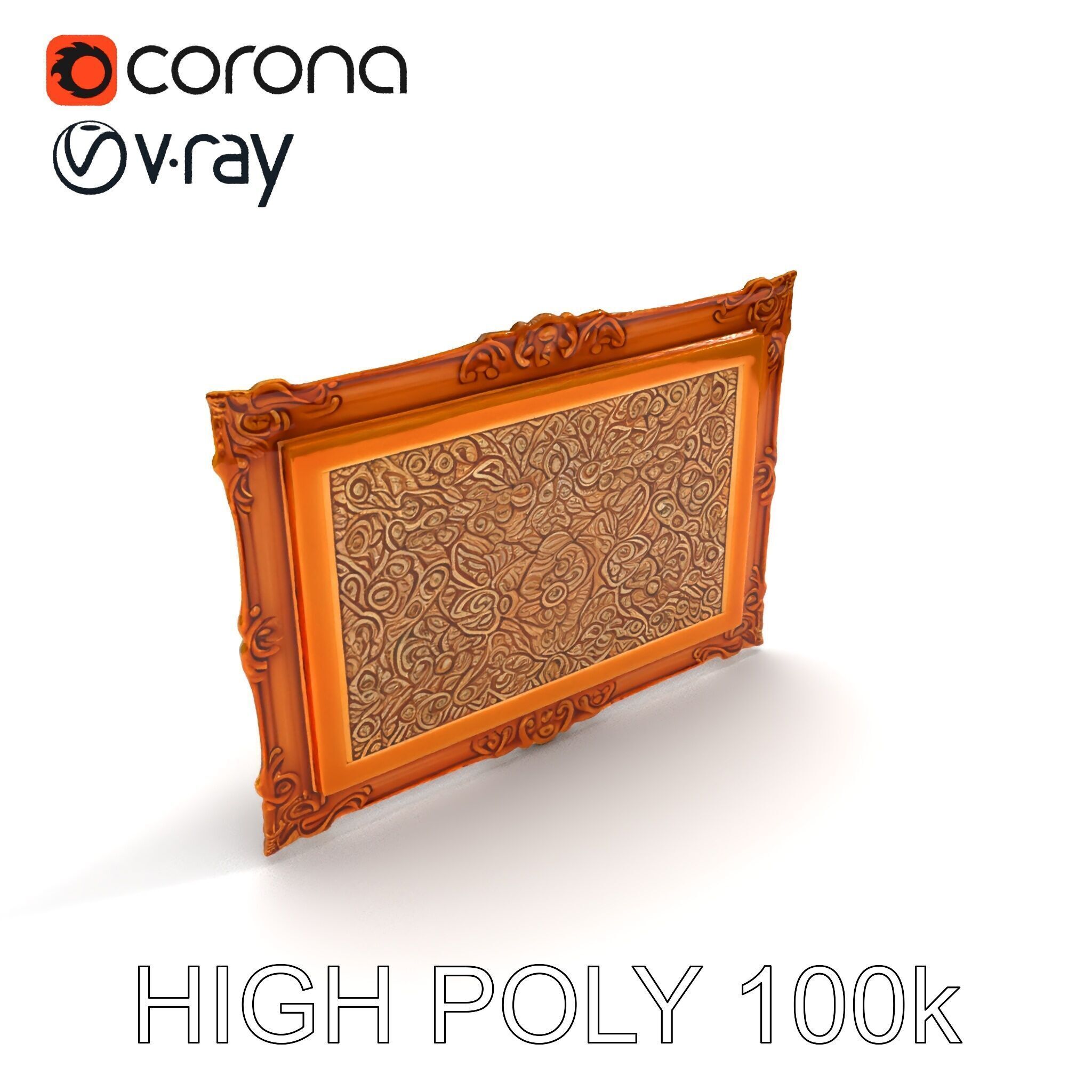 Ornate Gold Frame Model Pack for Detailed Visuals Low-poly 3D model_14